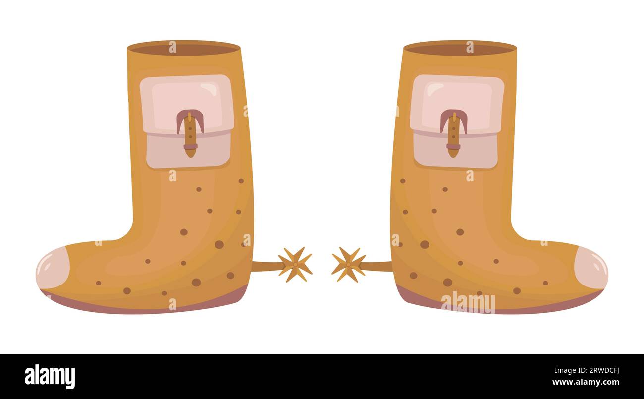 Bottes de cowboy avec éperons, illustration vectorielle de couleur dans le style Boho Illustration de Vecteur