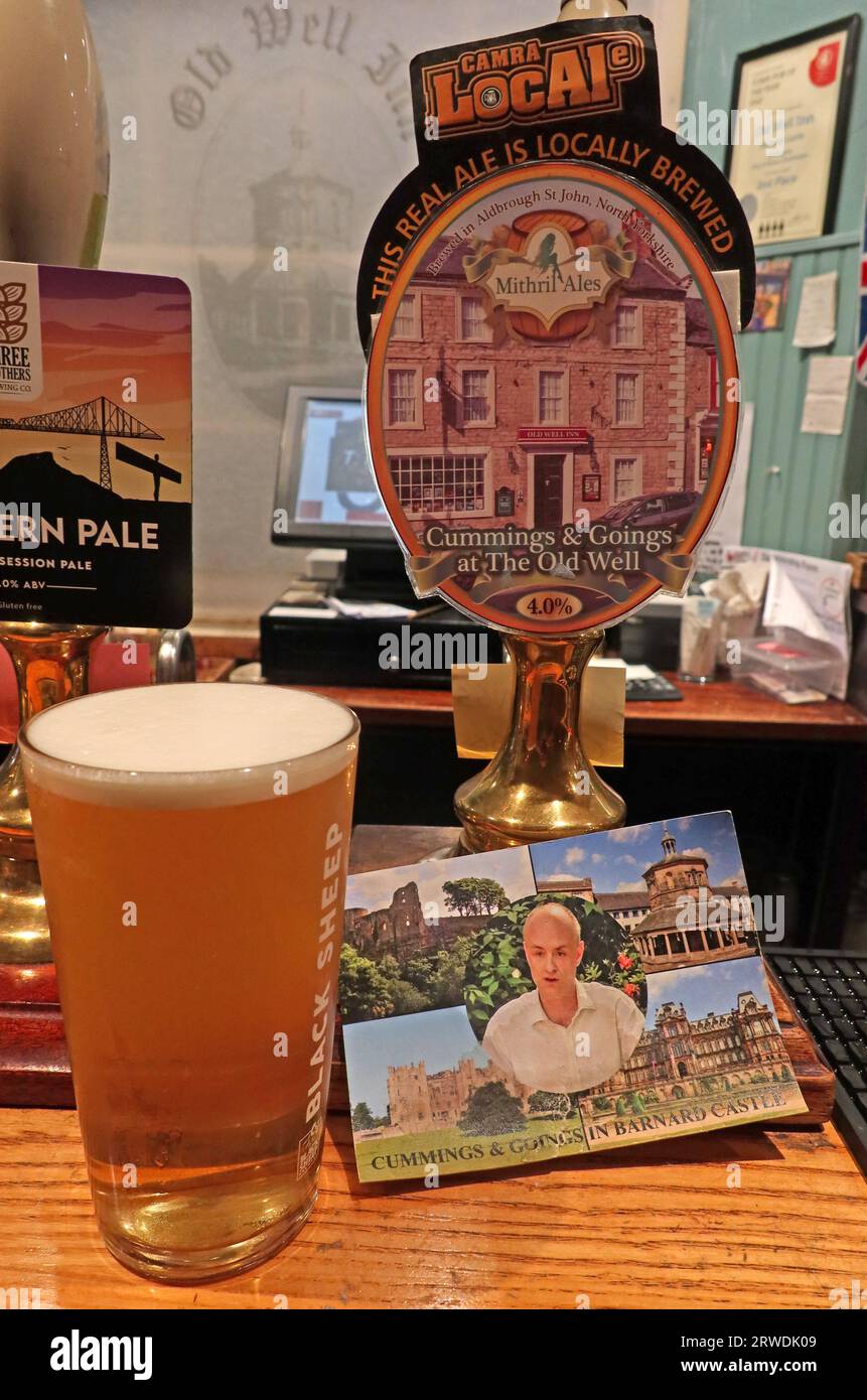 Dominic Cummings & Goings Mithril ales, The Old Well Inn, 21 The Bank, Barnard Castle, Teesdale, County Durham, ANGLETERRE, ROYAUME-UNI, DL12 8PH Banque D'Images