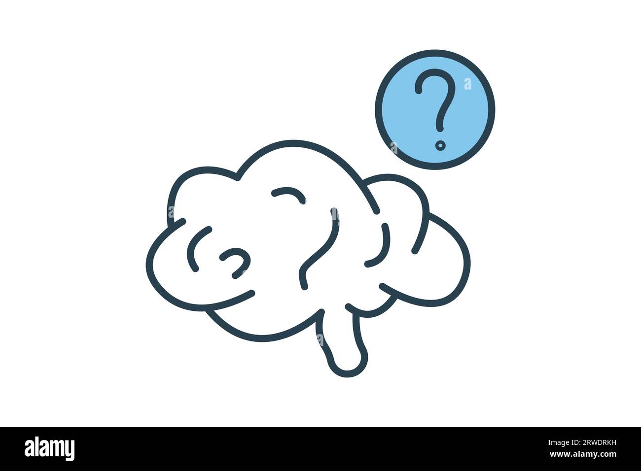 Icône de question cérébrale. Icône liée à la pensée critique. Convient pour la conception de site Web, application, interface utilisateur, interfaces utilisateur, imprimable, etc Style d'icône de ligne plate. S Banque D'Images