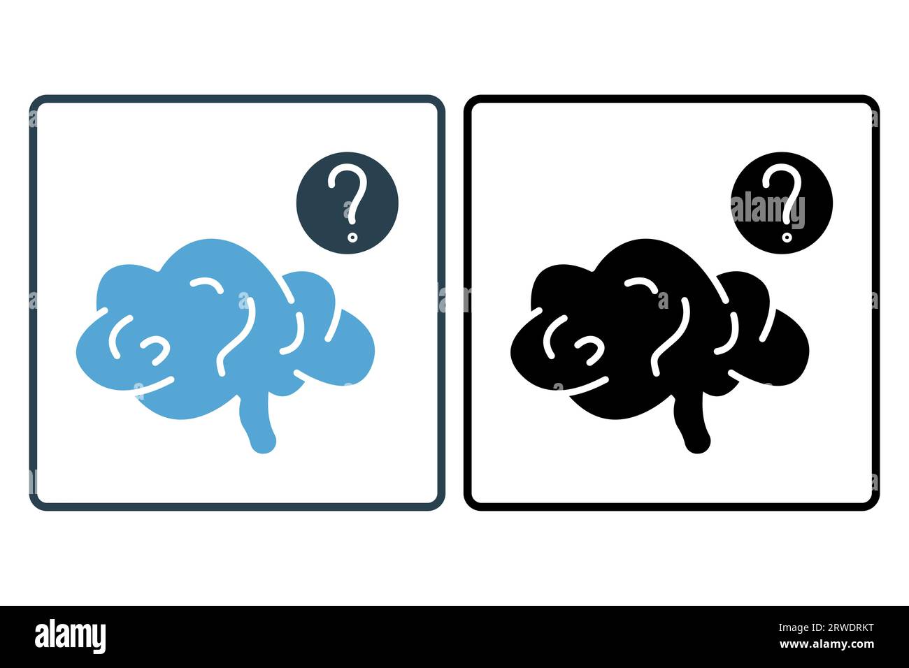 Icône de question cérébrale. Icône liée à la pensée critique. Convient pour la conception de site Web, application, interface utilisateur, interfaces utilisateur, imprimable, etc Style d'icône de ligne. Simple Banque D'Images