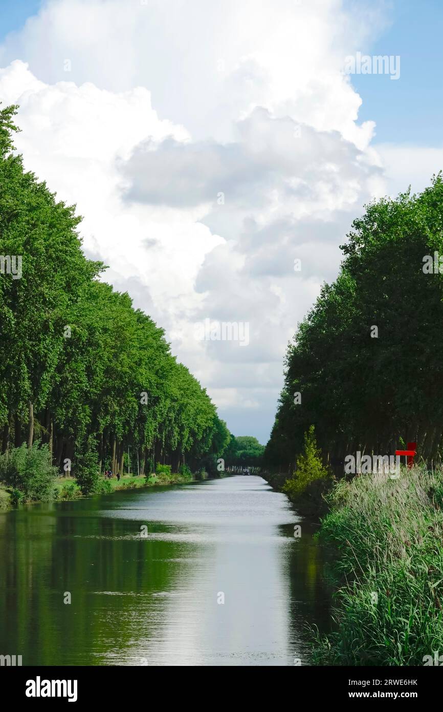 Sur le canal de Bruges à Sluis, menant de la Belgique à la Hollande Banque D'Images