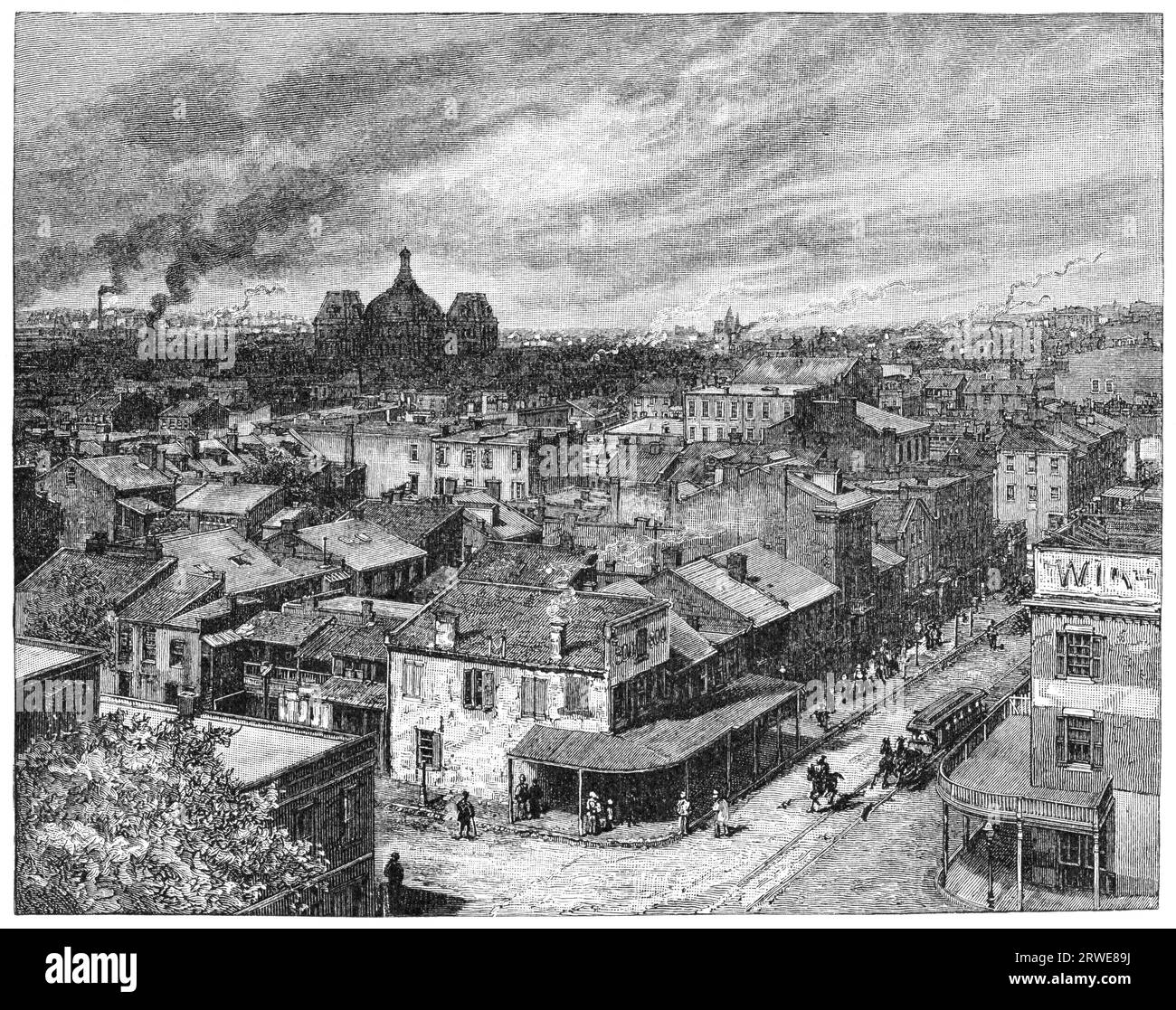 Une vue depuis St. Louis, Missouri, États-Unis. Illustration tirée du Harpers Monthly Magazine mars 1884 Banque D'Images
