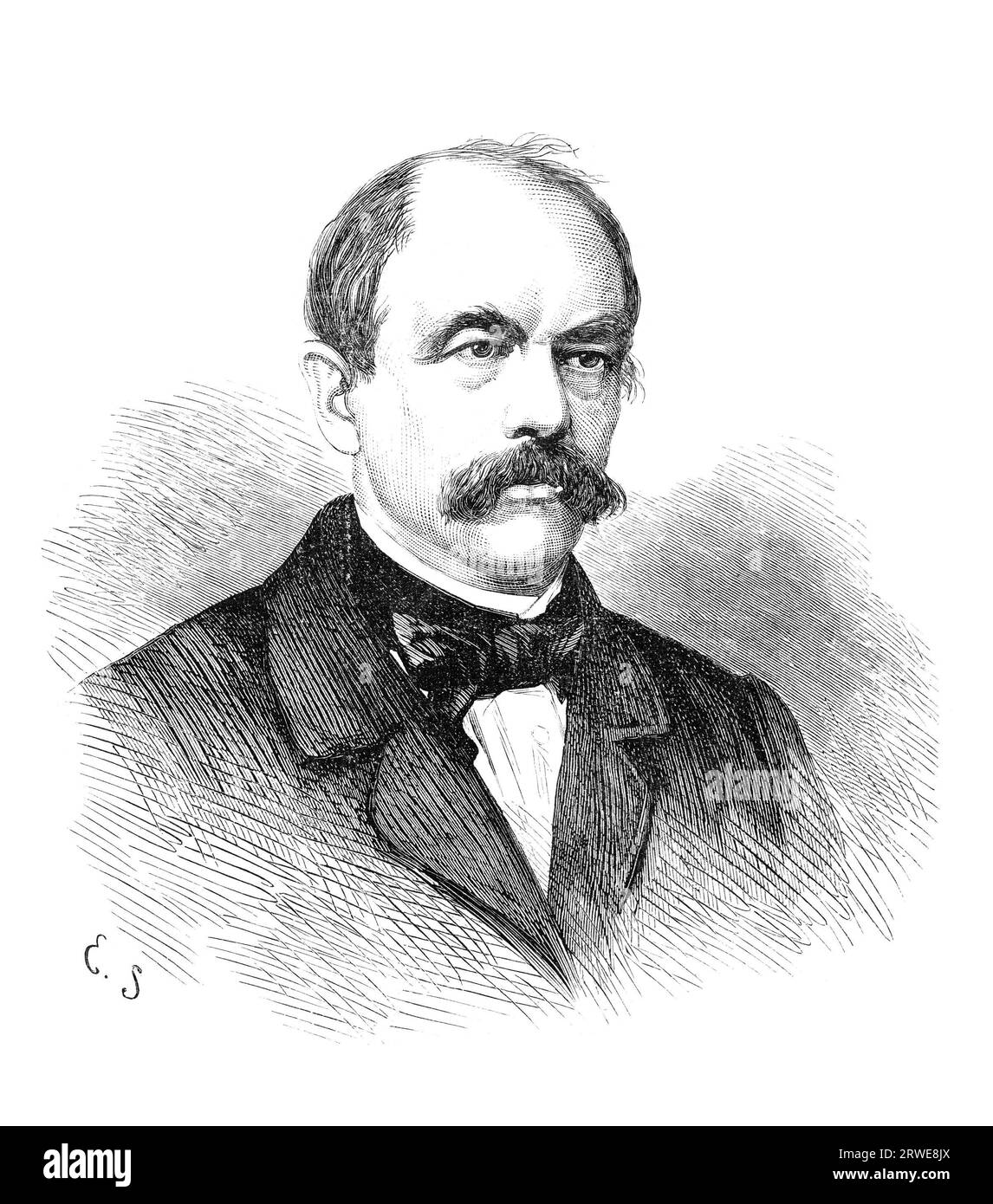 Otto von Bismarck (1815-1898) était un homme d'État allemand. Gravure par artiste inconnu (signée E.S.) de NY Illustrerad Tidning 1866 Banque D'Images