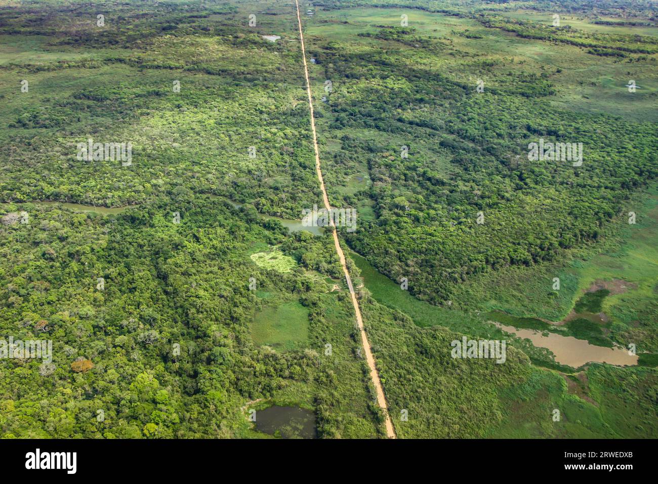 Vue aérienne de transpantaneira, terres humides du Pantanal, Pantanal, Brésil Banque D'Images
