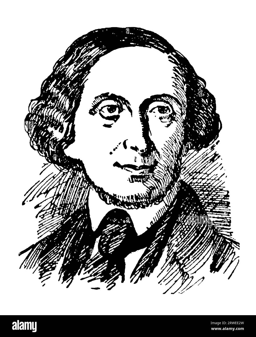 Hans Christian Andersen, auteur danois dessin vintage Banque D'Images