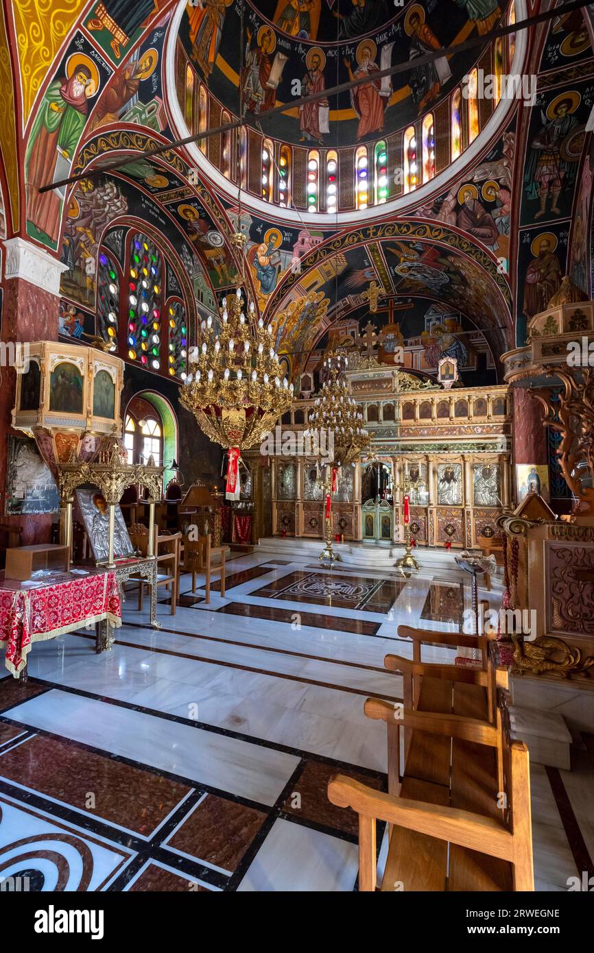 Église Agios Panteleimon, miel, Siana Village, Rhodes, Grèce Banque D'Images