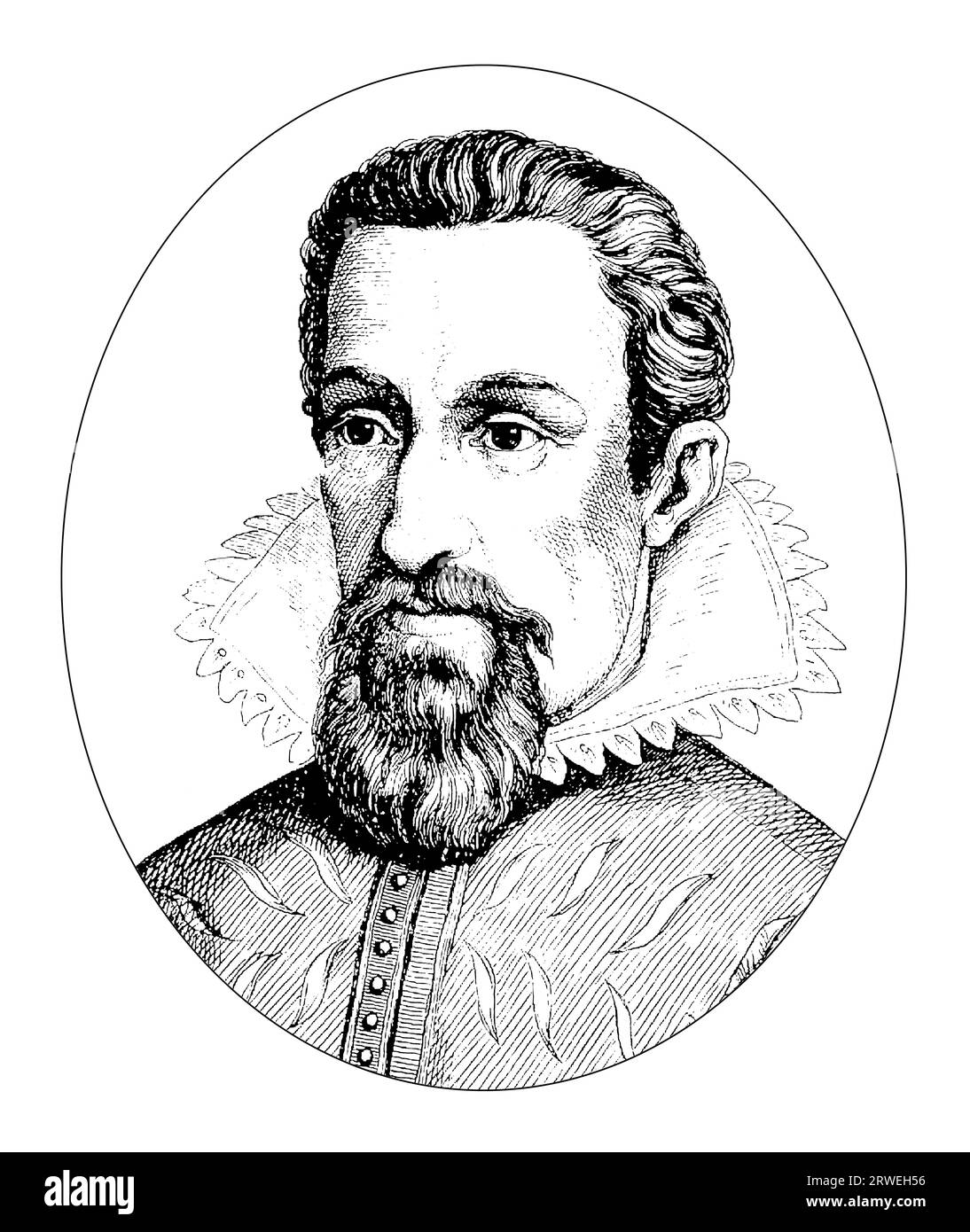 Johannes Kepler, célèbre astronome - portrait d'illustration gravé vintage Banque D'Images