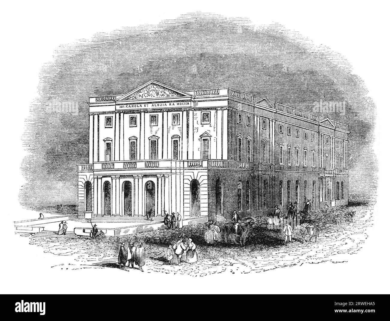 La Casa Lonja, l'échange de Barcelone. Gravure d'un magazine britannique imprimé en 1843 Banque D'Images