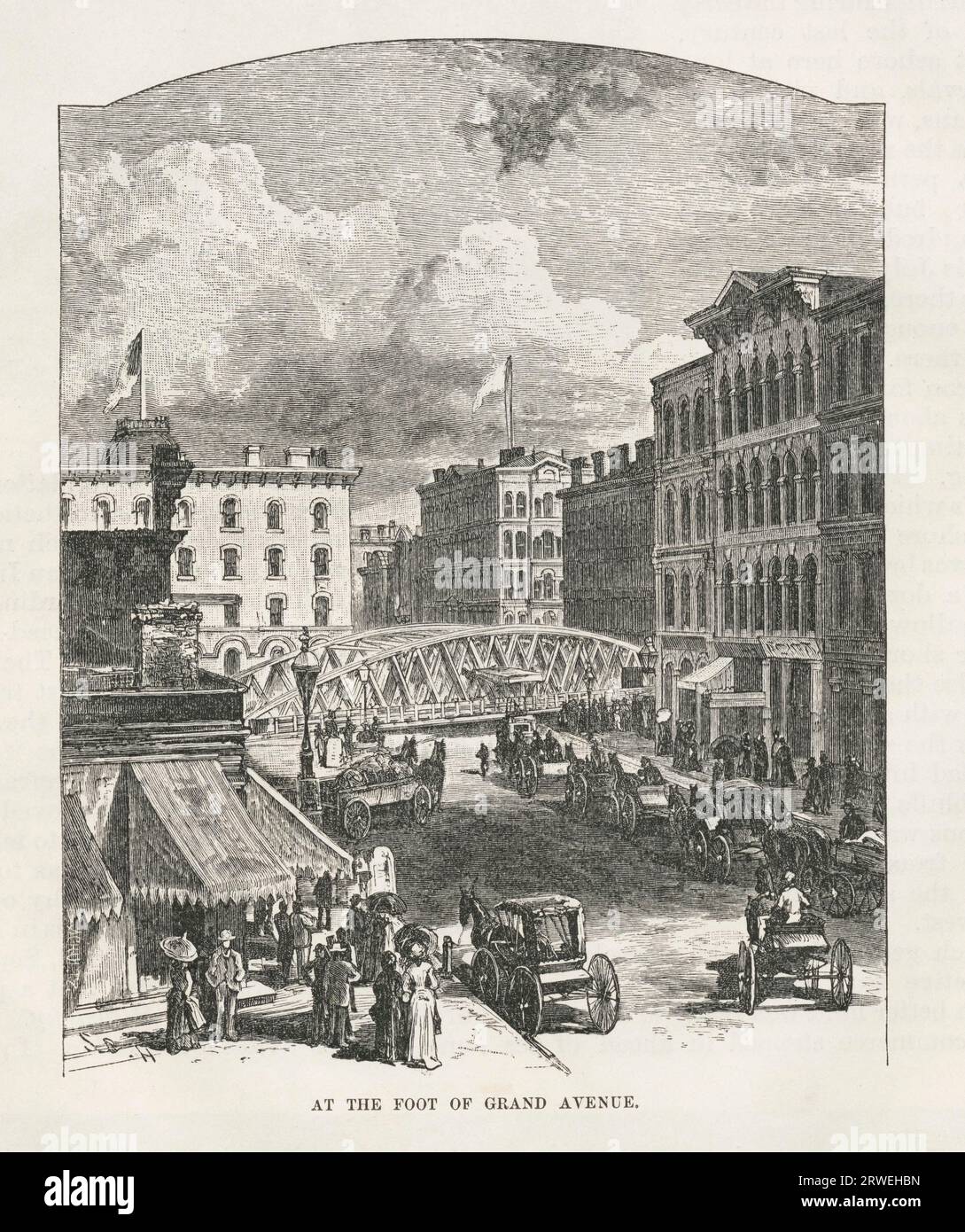 Au pied de Grand Avenue Milwaukee, Wisconsin. Publié à l'origine dans l'édition d'avril 1881 de Harpers New Monthly Magazine Banque D'Images