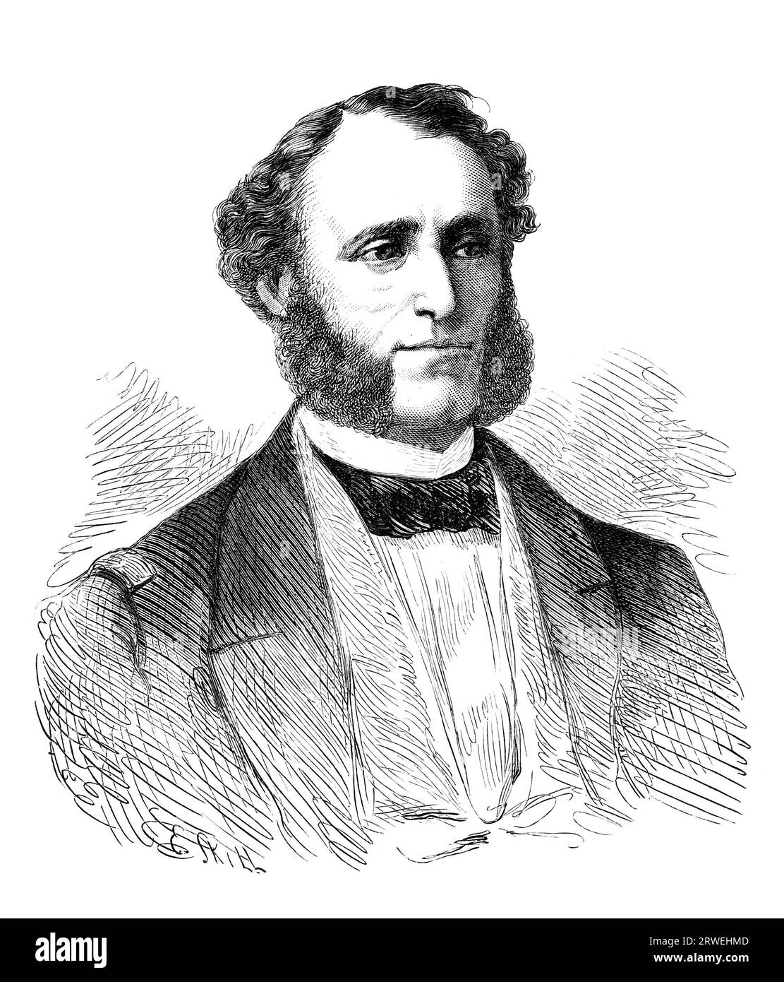 Erik Magnus af Klint (1813-1877), militaire et homme politique suédois. Gravure ancienne d'un magazine imprimé en 1866 Banque D'Images