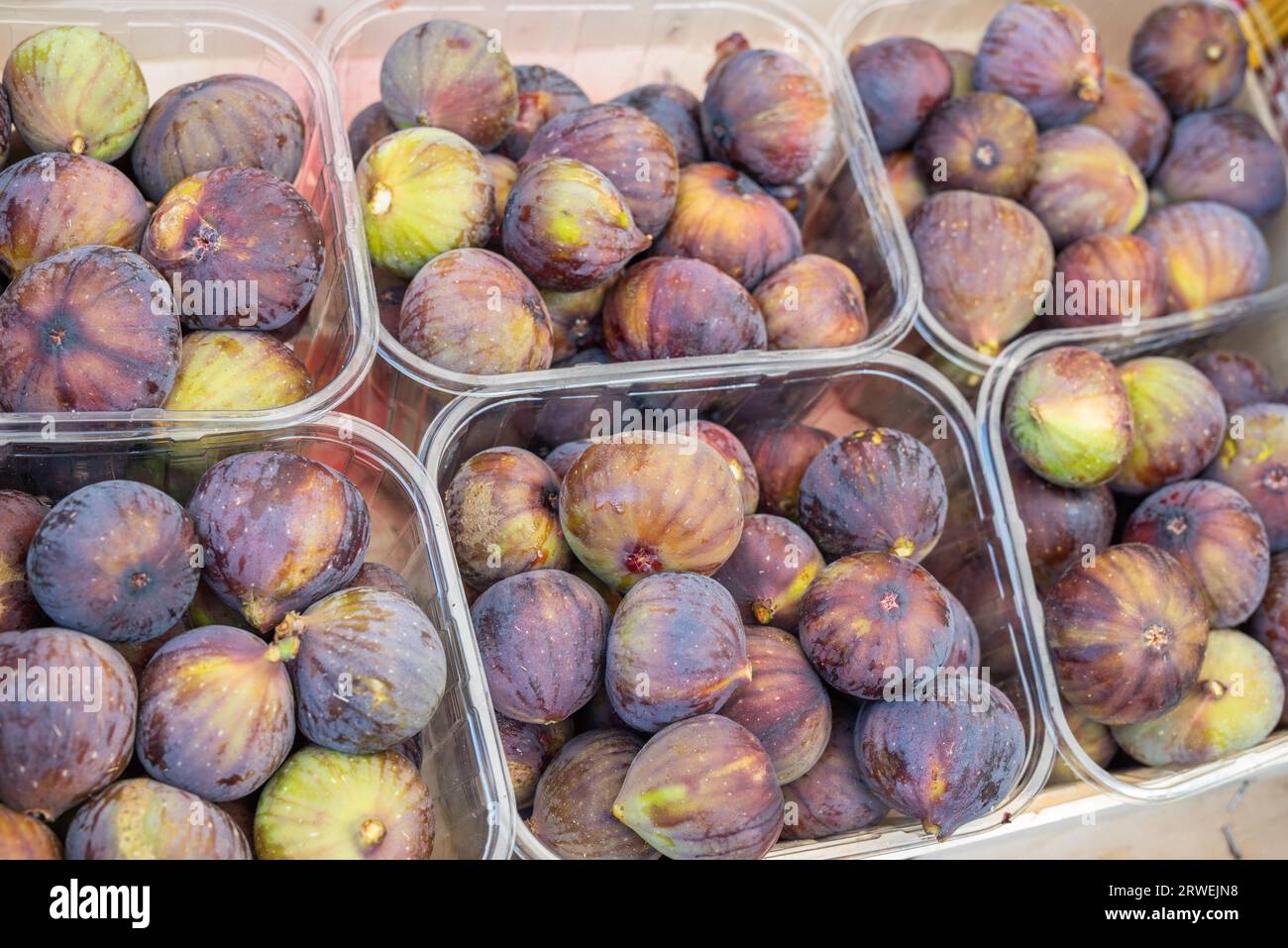 Figues fraîches de fruits sucrés sur le marché alimentaire Banque D'Images