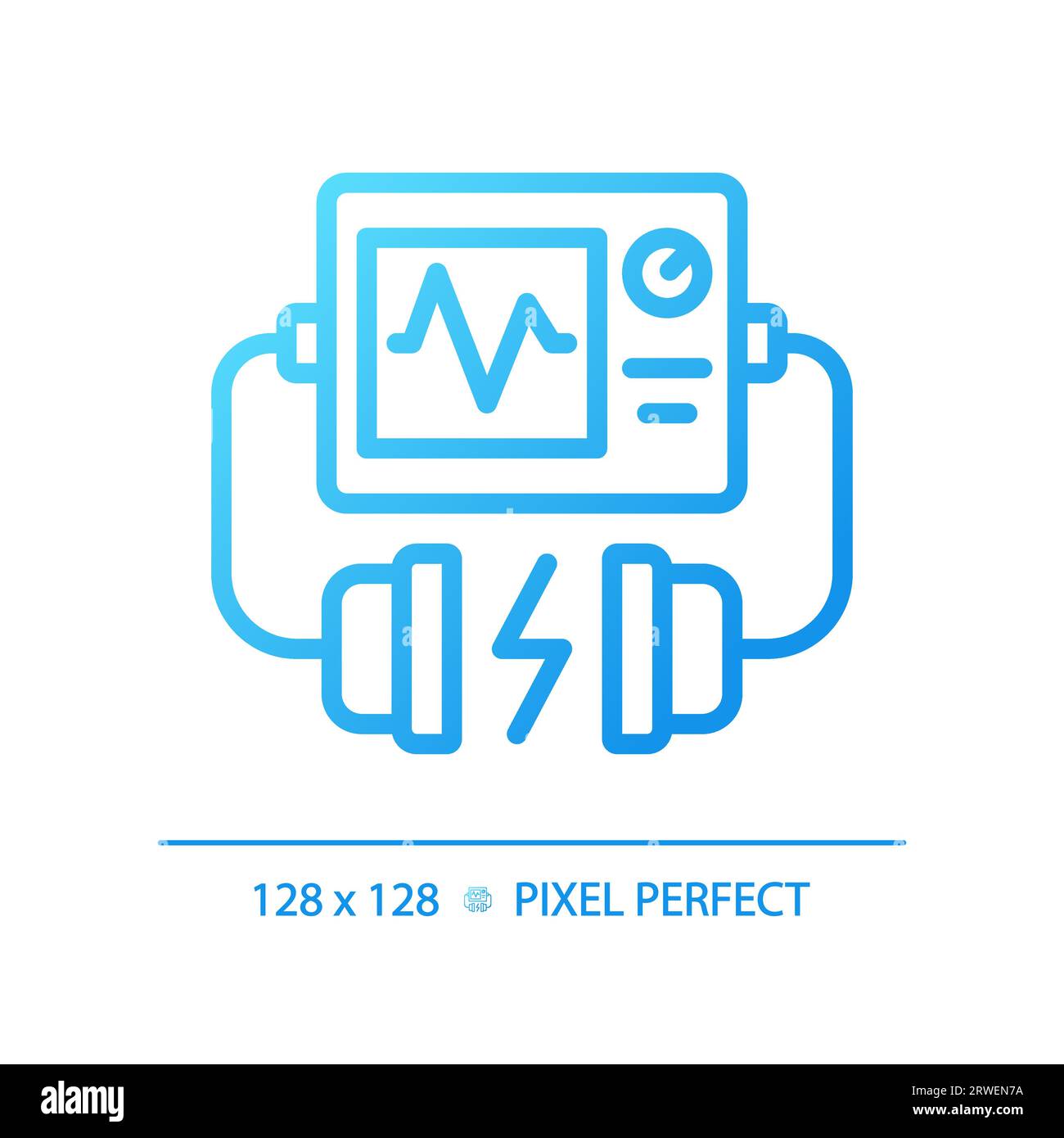Icône de vecteur linéaire de gradient pixel Perfect du défibrillateur Illustration de Vecteur