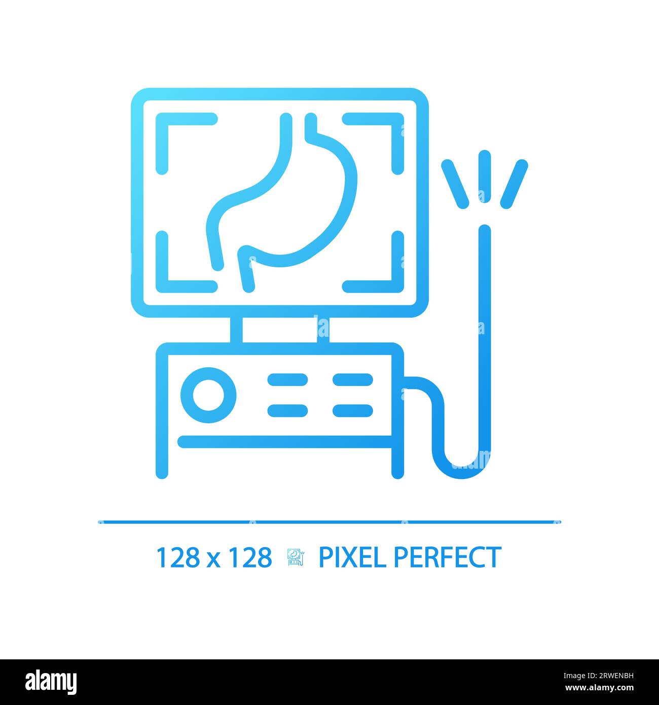 Icône de vecteur linéaire de gradient parfait pixel de l'endoscope Illustration de Vecteur