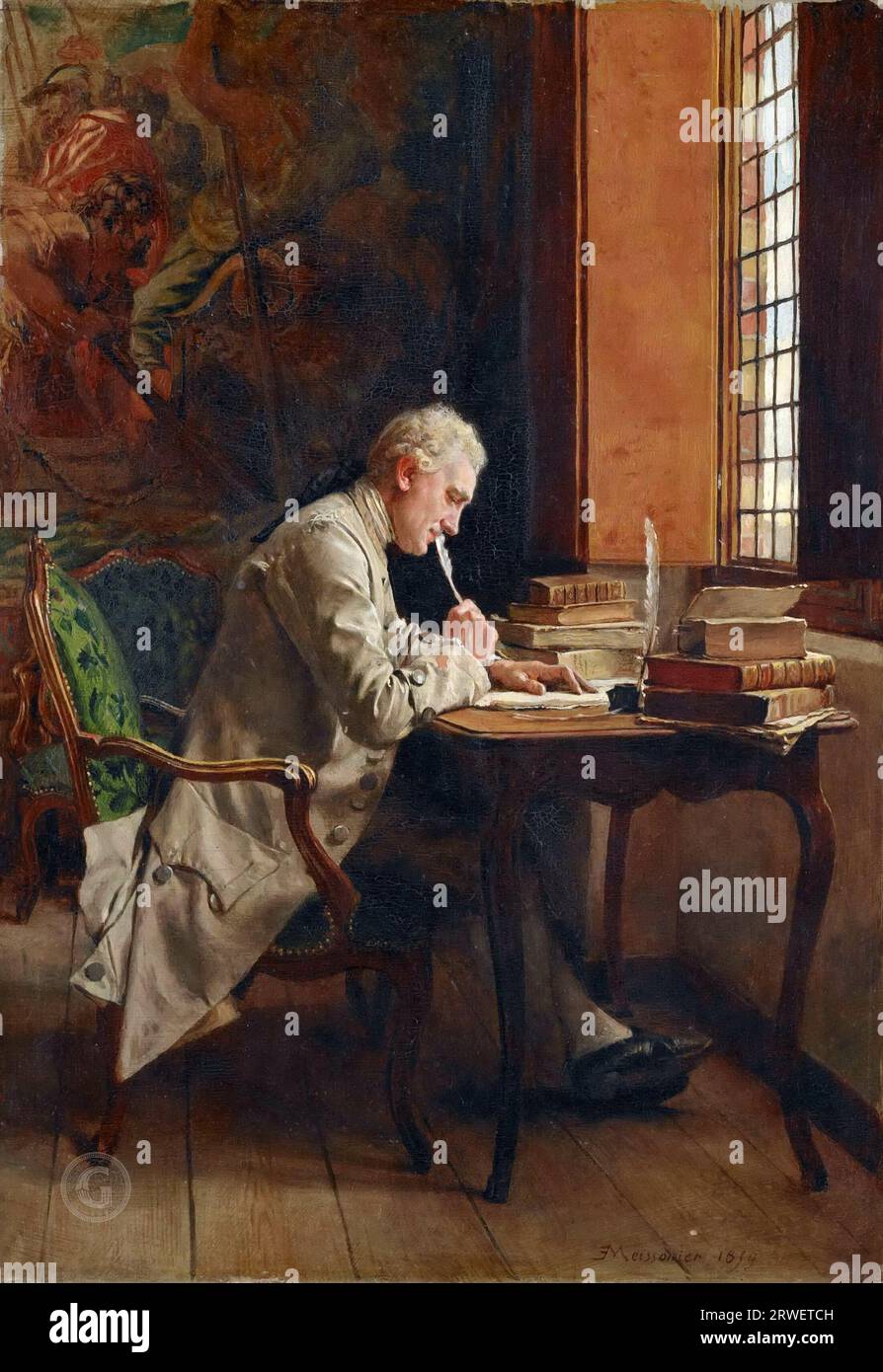 Jean Louis Ernest Meissonier -- poète 1859, 22х16 Banque D'Images