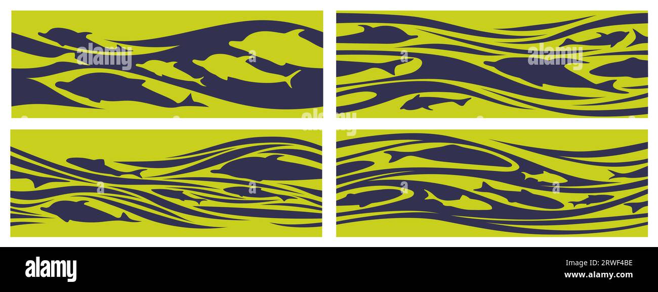 Fond abstrait avec des poissons et des dauphins Illustration de Vecteur