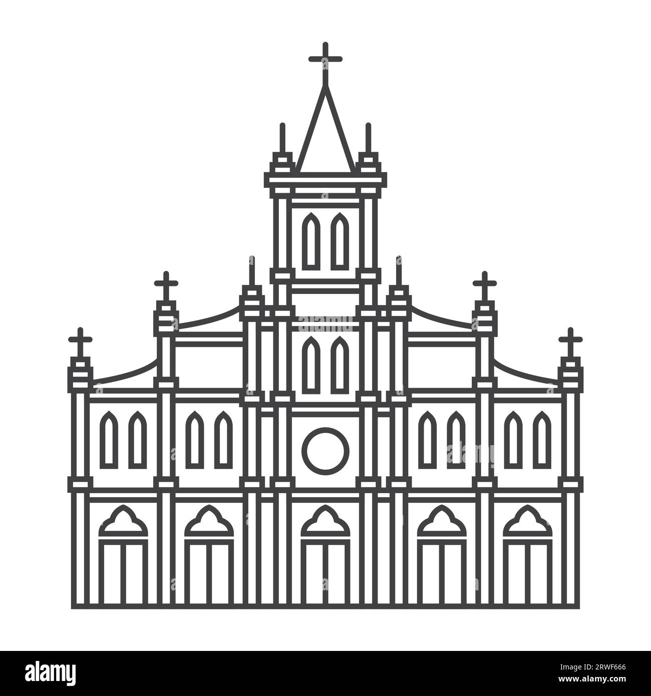 Icône de contour du bâtiment de la cathédrale. Signe au style linéaire. Église chrétienne. Illustration vectorielle. Illustration de Vecteur