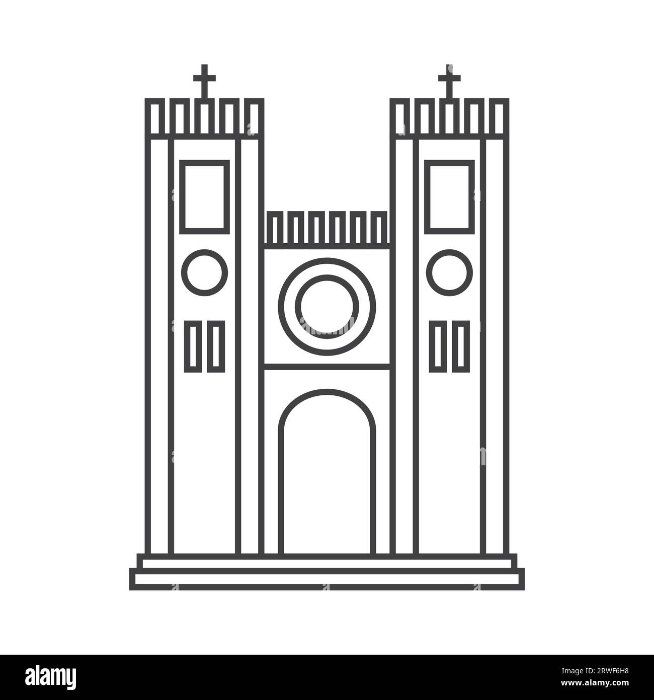 Icône de contour du bâtiment de la cathédrale. Signe au style linéaire. Église chrétienne. Illustration vectorielle. Illustration de Vecteur