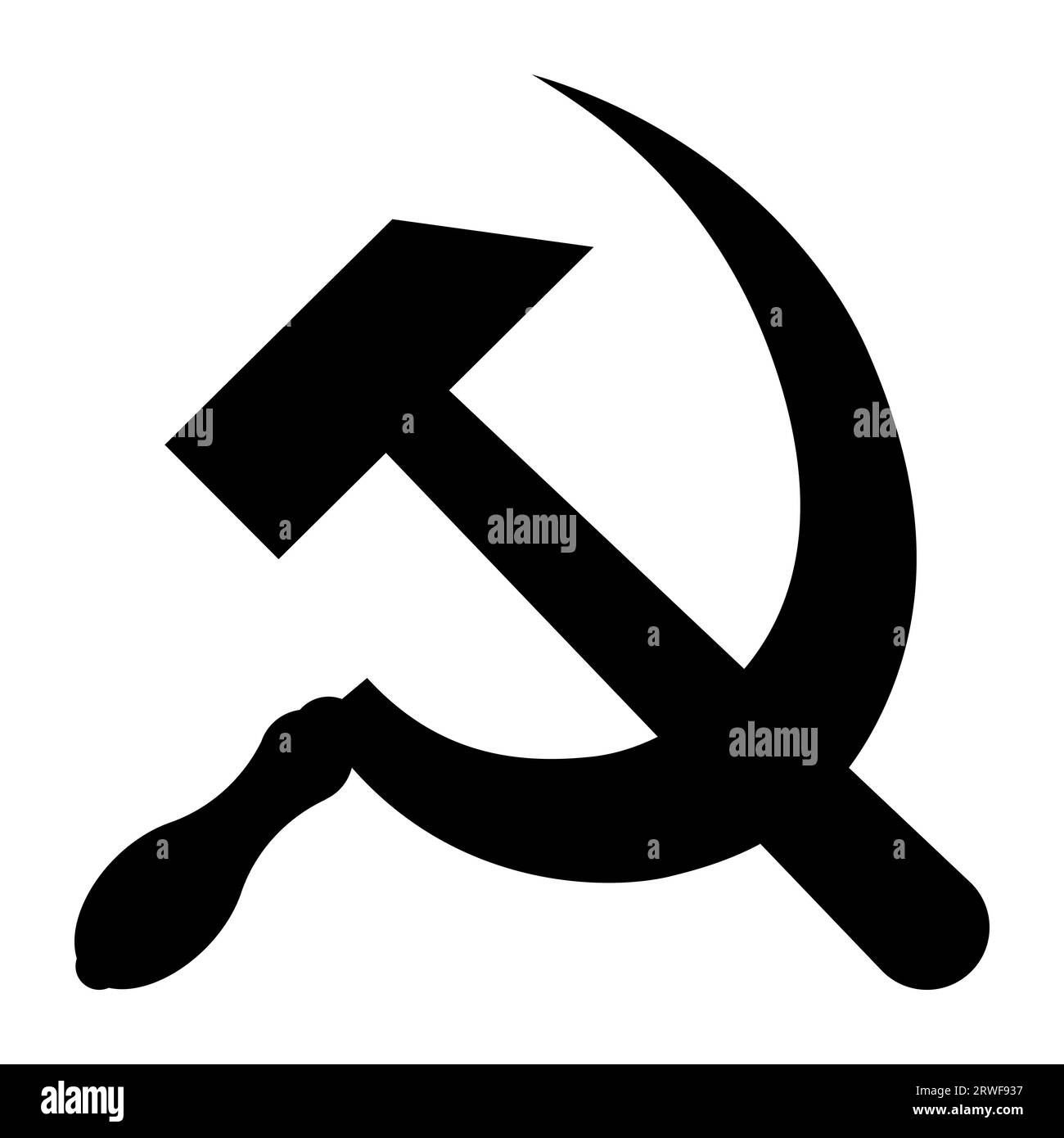 Le symbole du marteau et de la faucille de l'Union soviétique, silhouette vectorielle noire et blanche Illustration de Vecteur