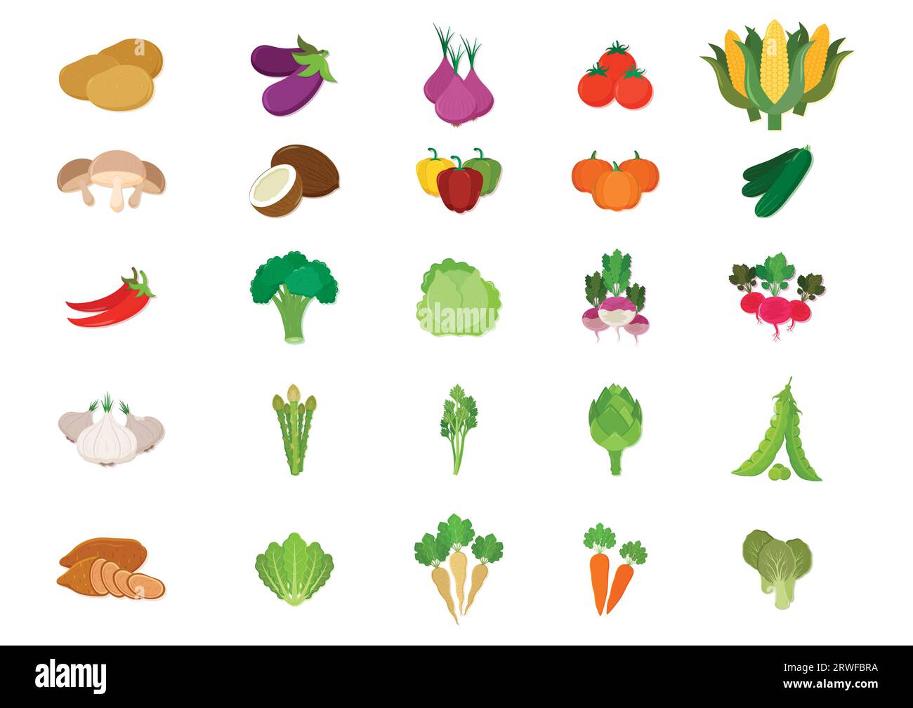 Collection de différents types d'illustration vectorielle de légumes frais Illustration de Vecteur