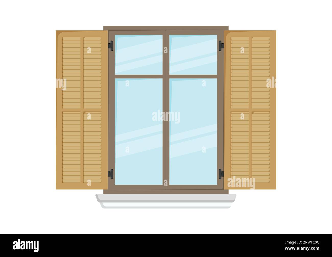 Fenêtre de maison avec volets Vector Flat Design Illustration de Vecteur