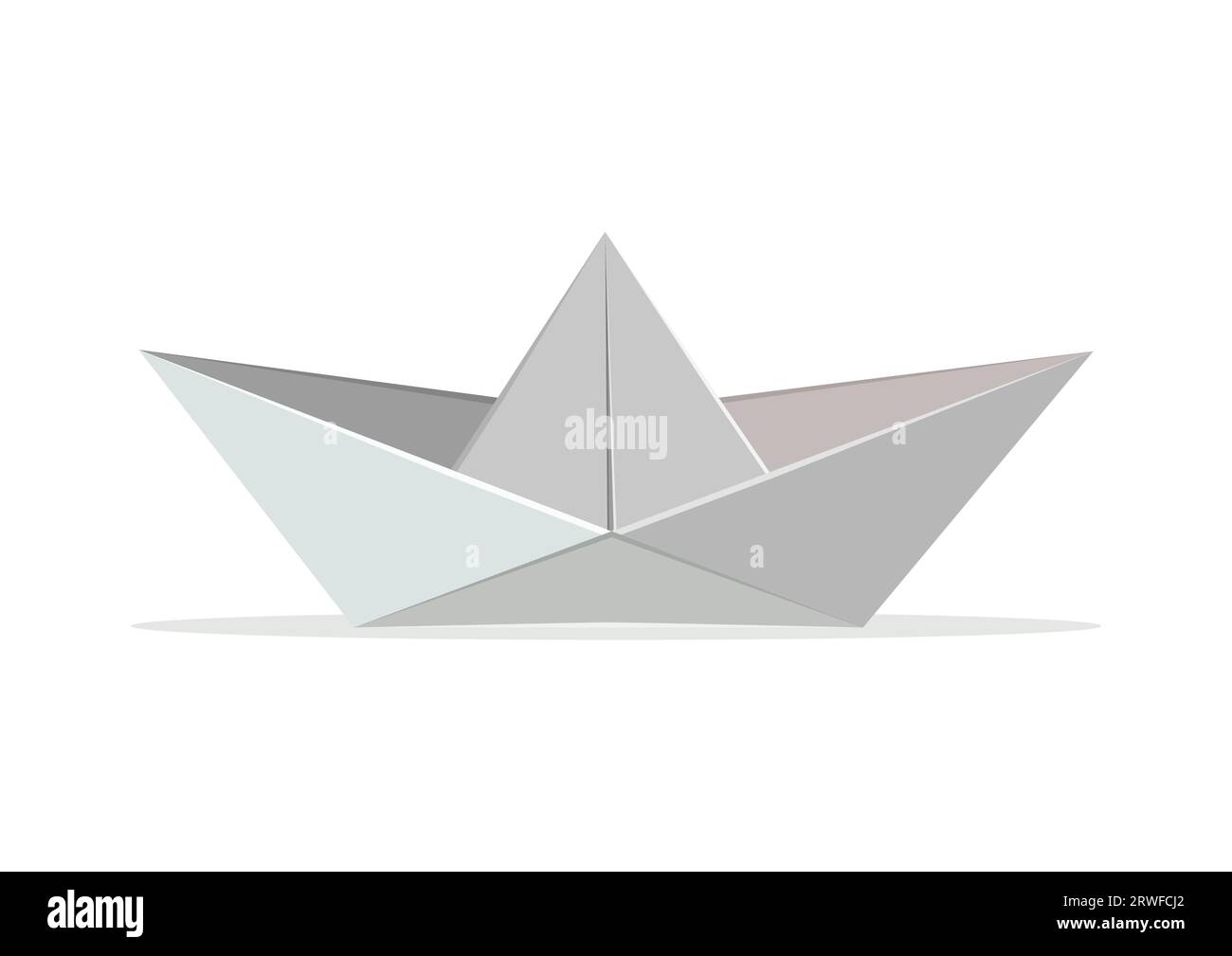 Papier bateau Origami Vector Flat Design sur fond blanc Illustration de Vecteur