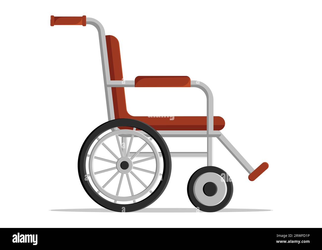 Fauteuil roulant outil médical handicap médecine invalide personne équipement vecteur conception plate isolée sur fond blanc Illustration de Vecteur