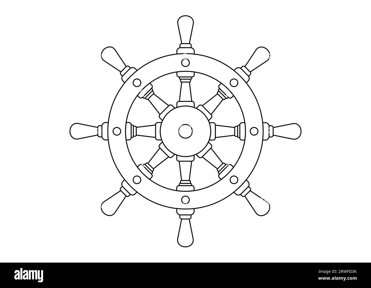 Page de coloriage du volant de navire dans l'illustration vectorielle de style plat isolé sur fond blanc Illustration de Vecteur