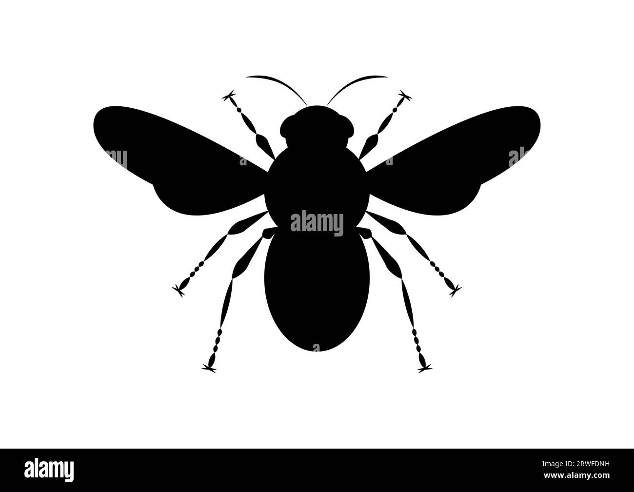 Silhouette d'abeille noire et blanche dans le vecteur de style plat Illustration de Vecteur