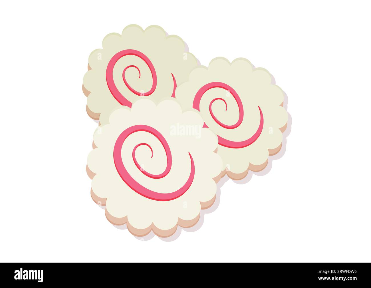 Japonais Narutomaki Fish Vector Flat Design isolé sur fond blanc. Cuisine japonaise Illustration de Vecteur