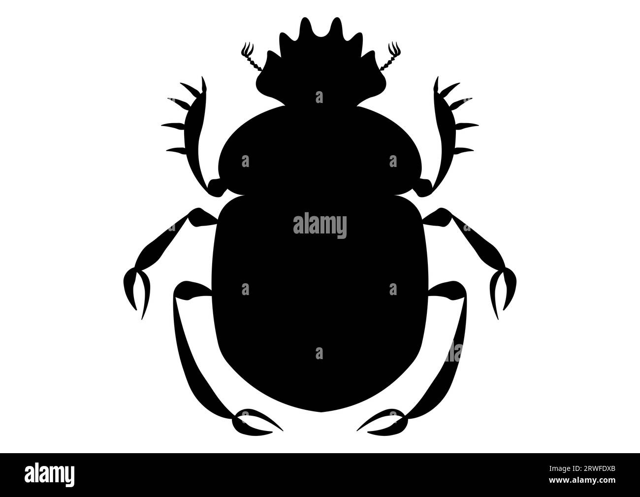 Clipart Scarab Dung Beetle noir et blanc Illustration de Vecteur