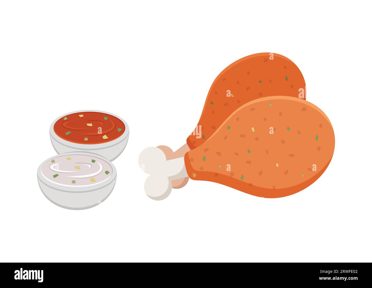 Ailes de poulet croustillantes avec ketchup et sauce mayonnaise design plat. Illustration vectorielle d'ailes de poulet de restauration rapide sur fond blanc Illustration de Vecteur