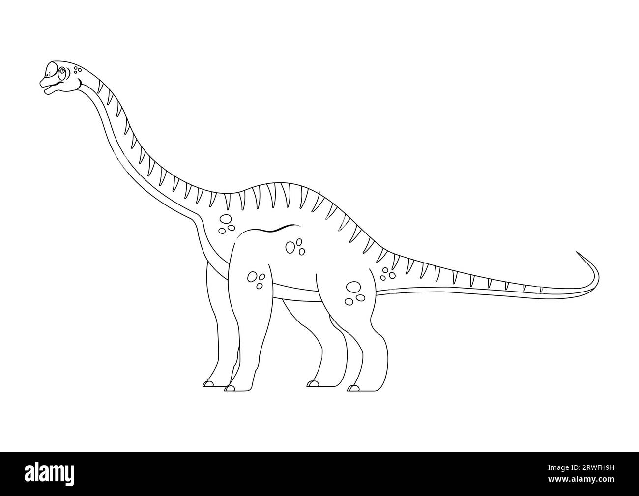 Noir et blanc Europasaurus Dinosaur Cartoon Character Vector. Coloriage d'un dinosaure Europasaurus Illustration de Vecteur