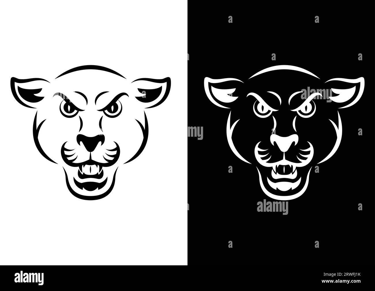 Black Panther Head Vector Art isolé sur fond blanc Illustration de Vecteur