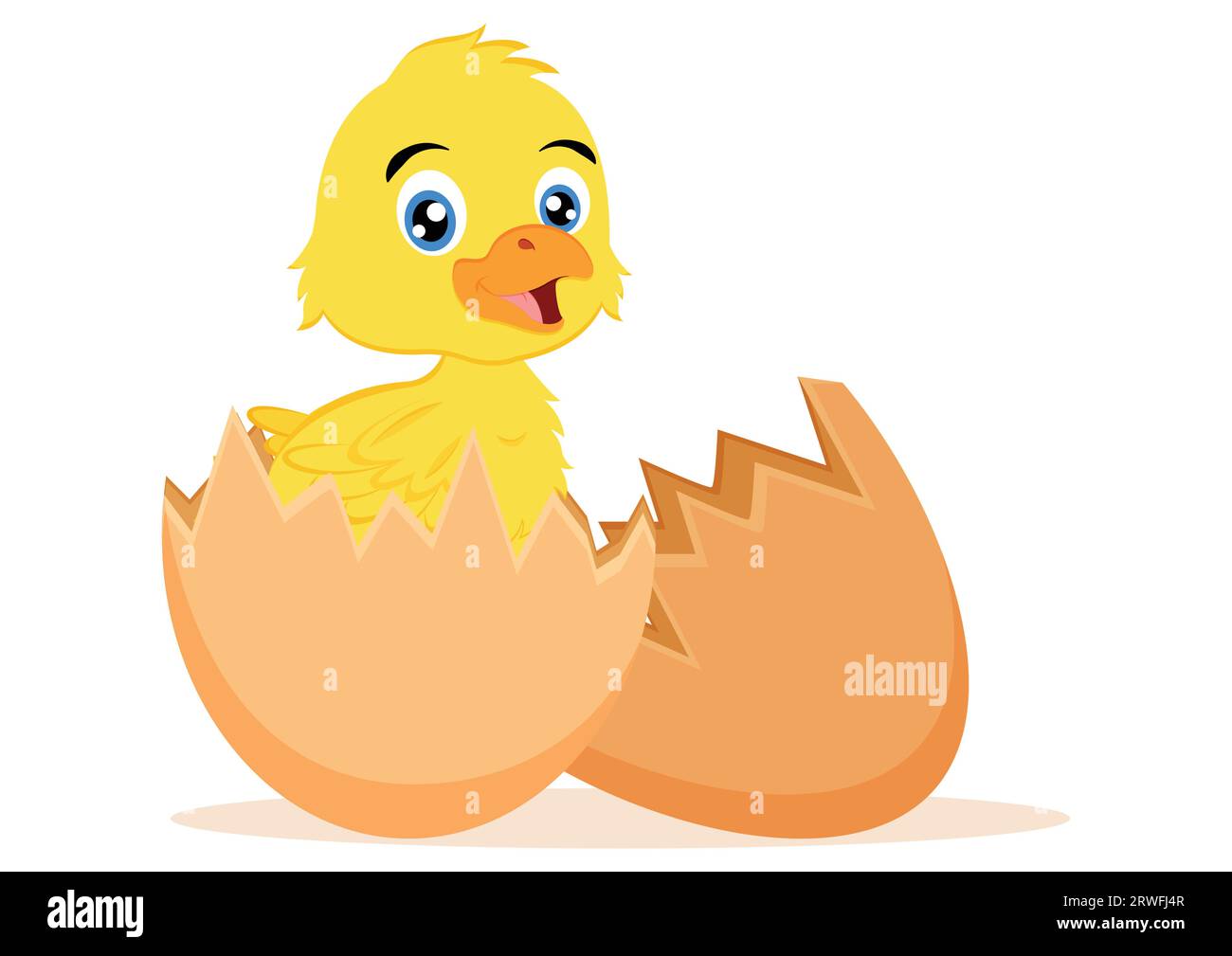 Bébé poulet dans une illustration vectorielle de personnage de dessin animé de coquille d'œuf Illustration de Vecteur