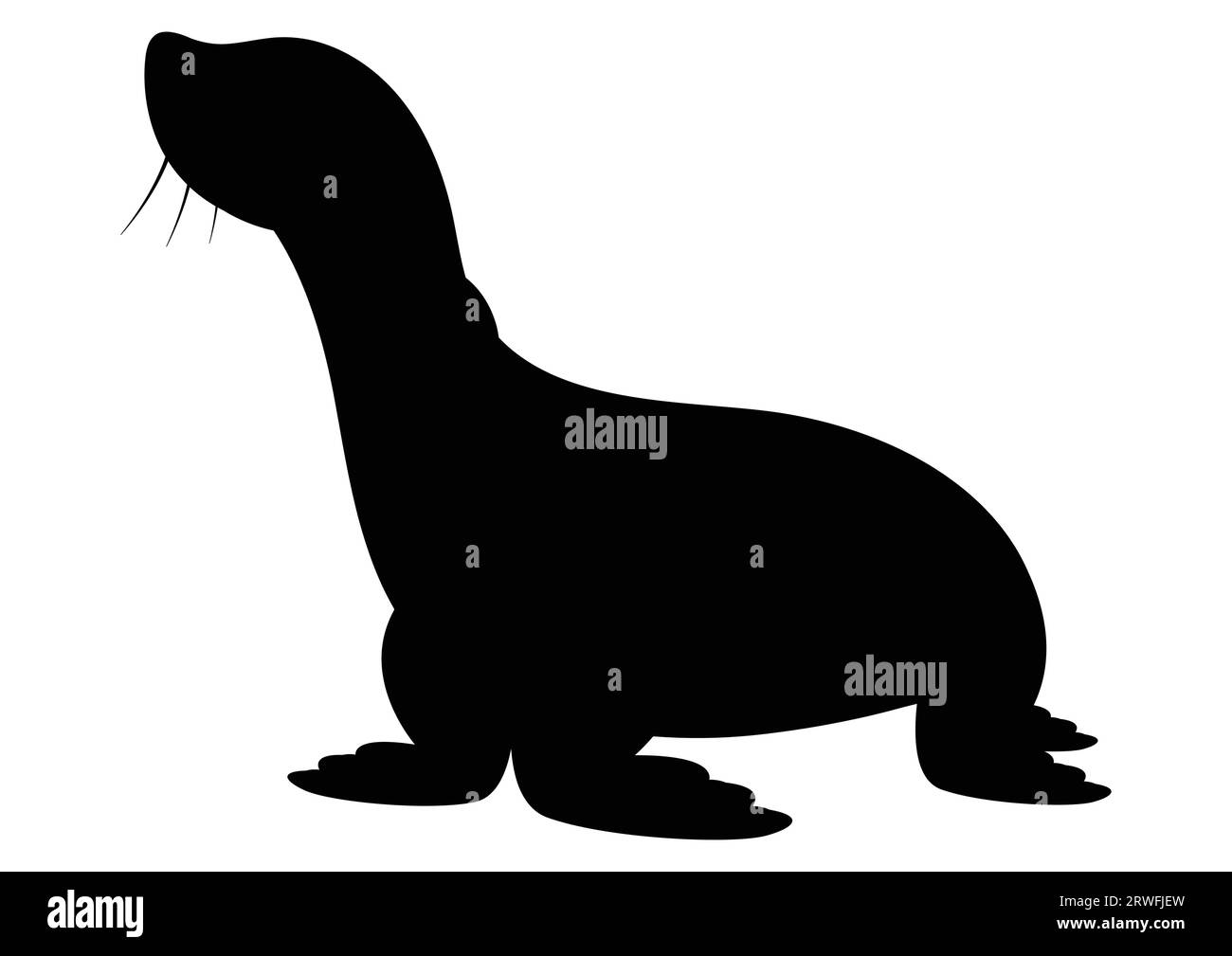 Conception plate de vecteur de clipart de silhouette de phoque d'océan Illustration de Vecteur
