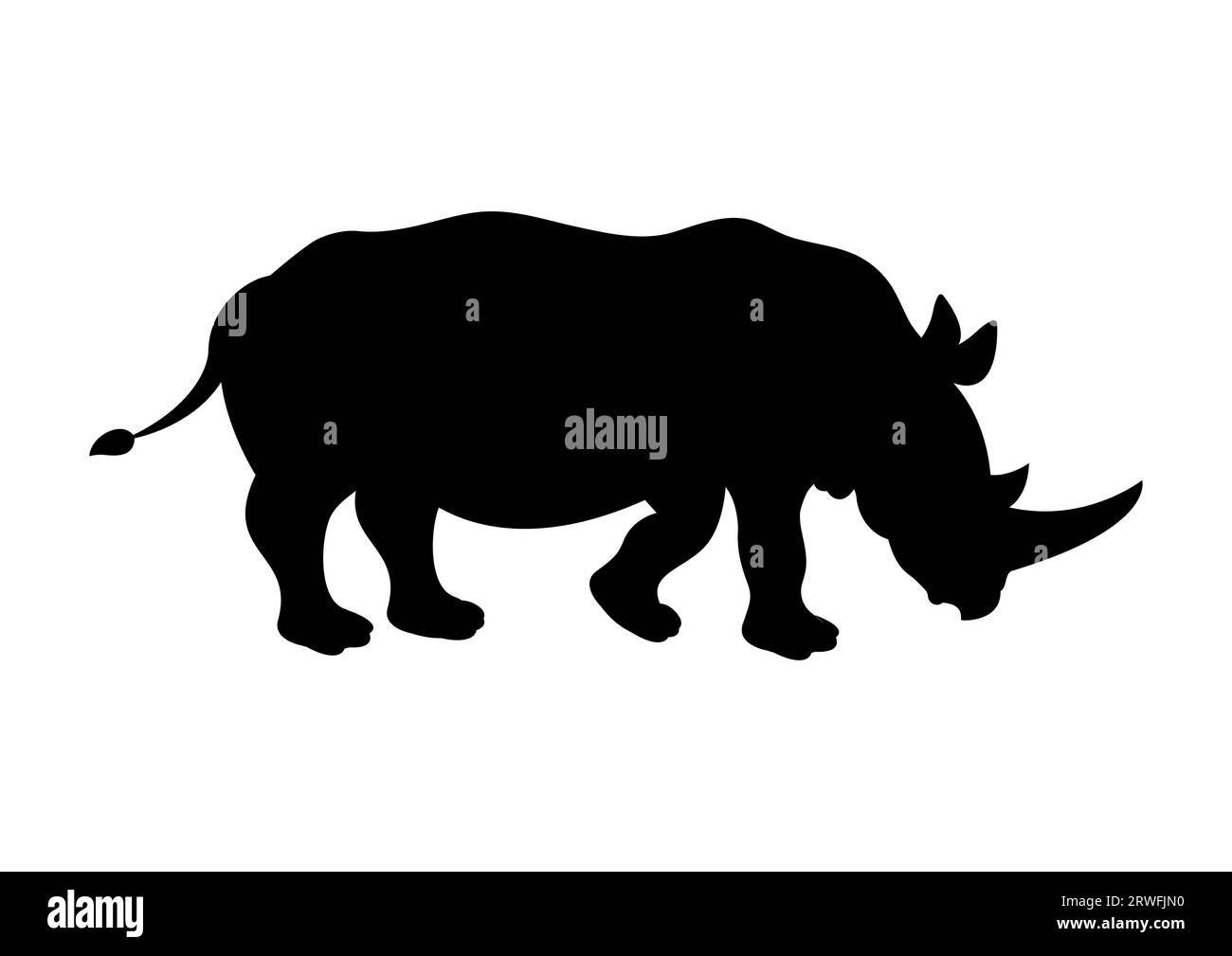 Rhinoceros Silhouette Vector. Elephant Cartoon Character Vector Flat Design Illustration de Vecteur
