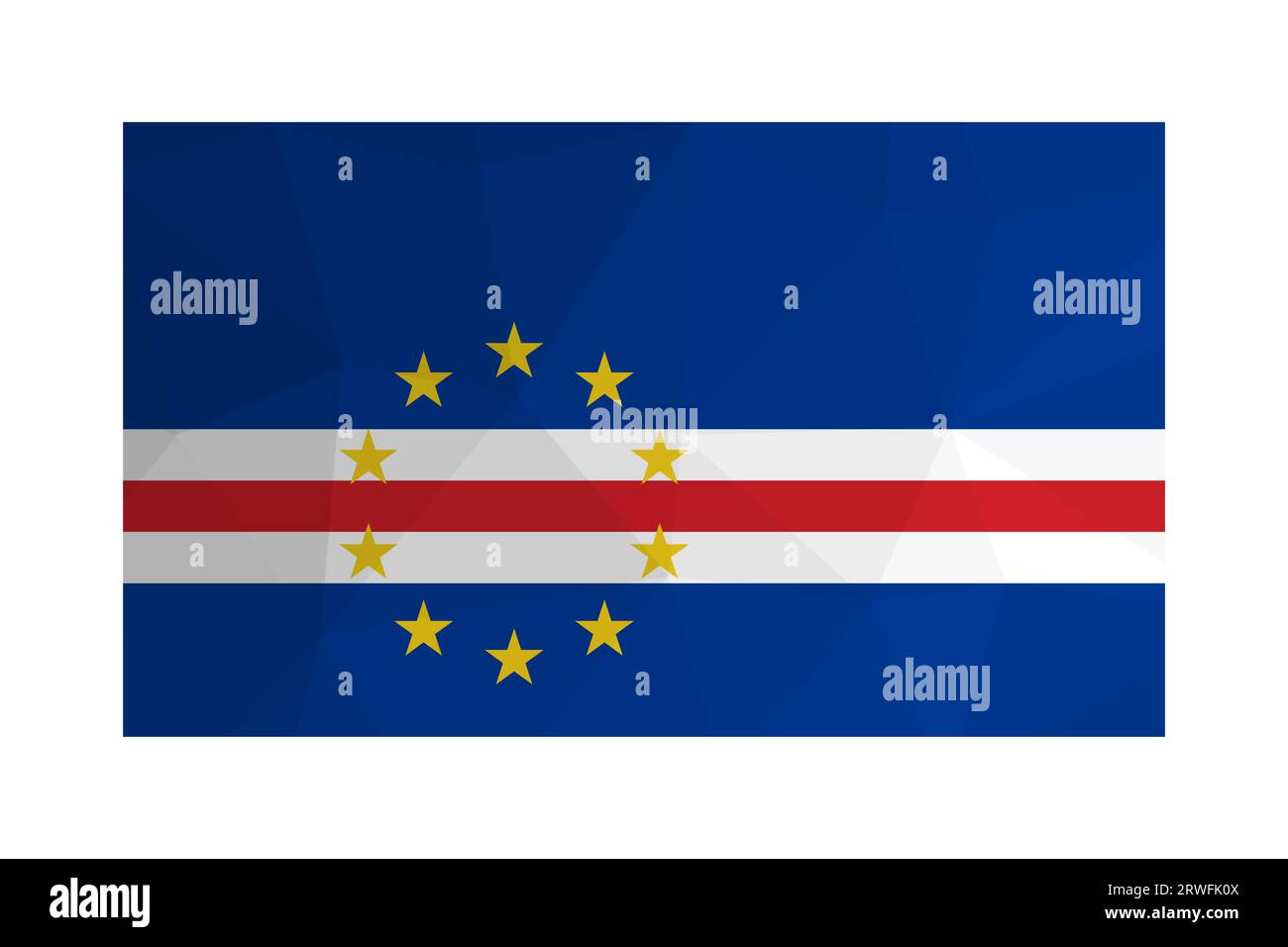 Illustration isolée vectorielle. Drapeau national Cabo Verde avec des rayures bleues, rouges, blanches et des étoiles jaunes. Symbole officiel du Cap-Vert. Design créatif Illustration de Vecteur