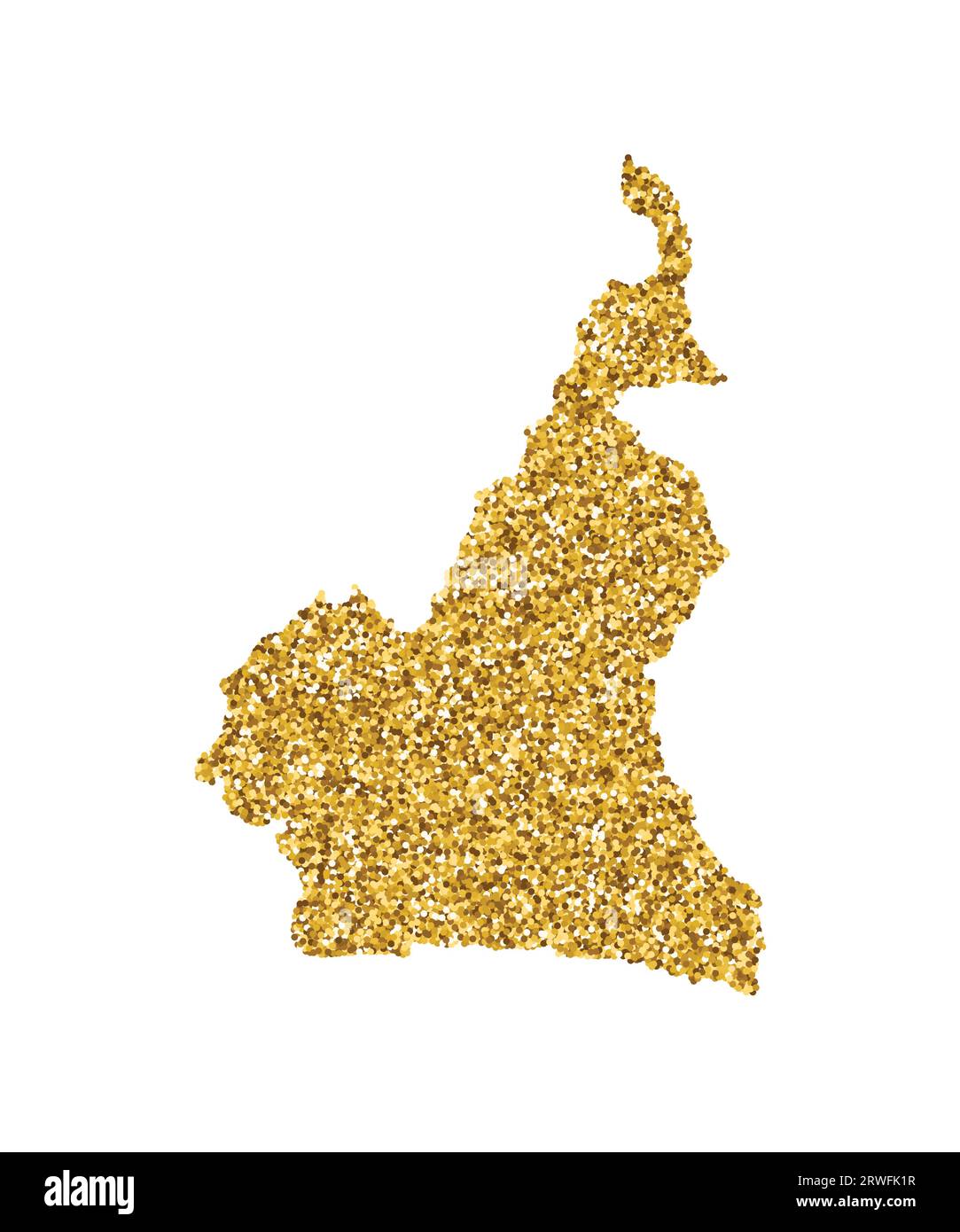 Illustration isolée vectorielle avec carte simplifiée du Cameroun. Décoré par la texture brillante de paillettes dorées. Décoration du nouvel an et des vacances de Noël pour gr Illustration de Vecteur