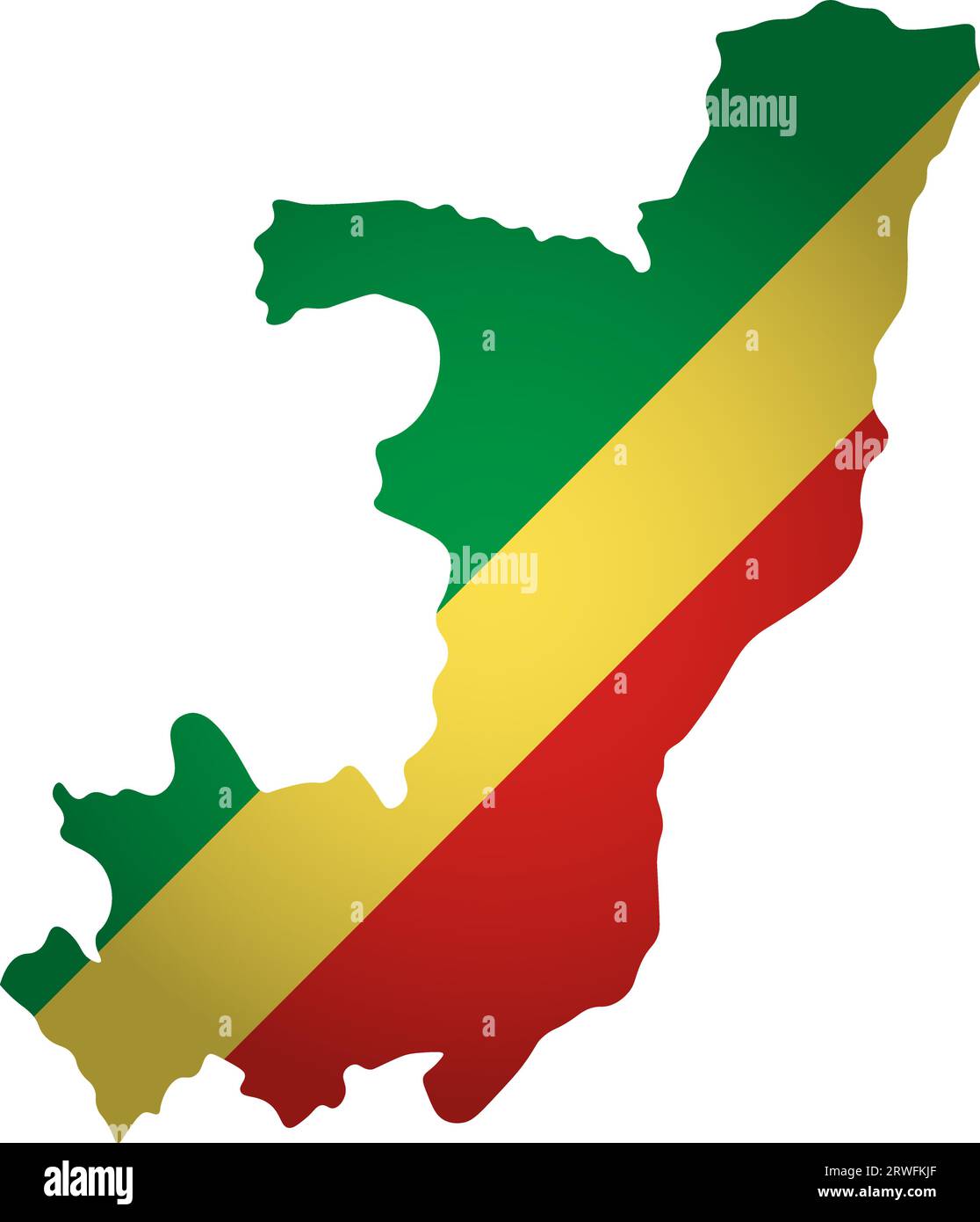 Illustration avec drapeau national avec forme simplifiée de la carte de la République du Congo (jpg). Ombre de volume sur la carte Illustration de Vecteur