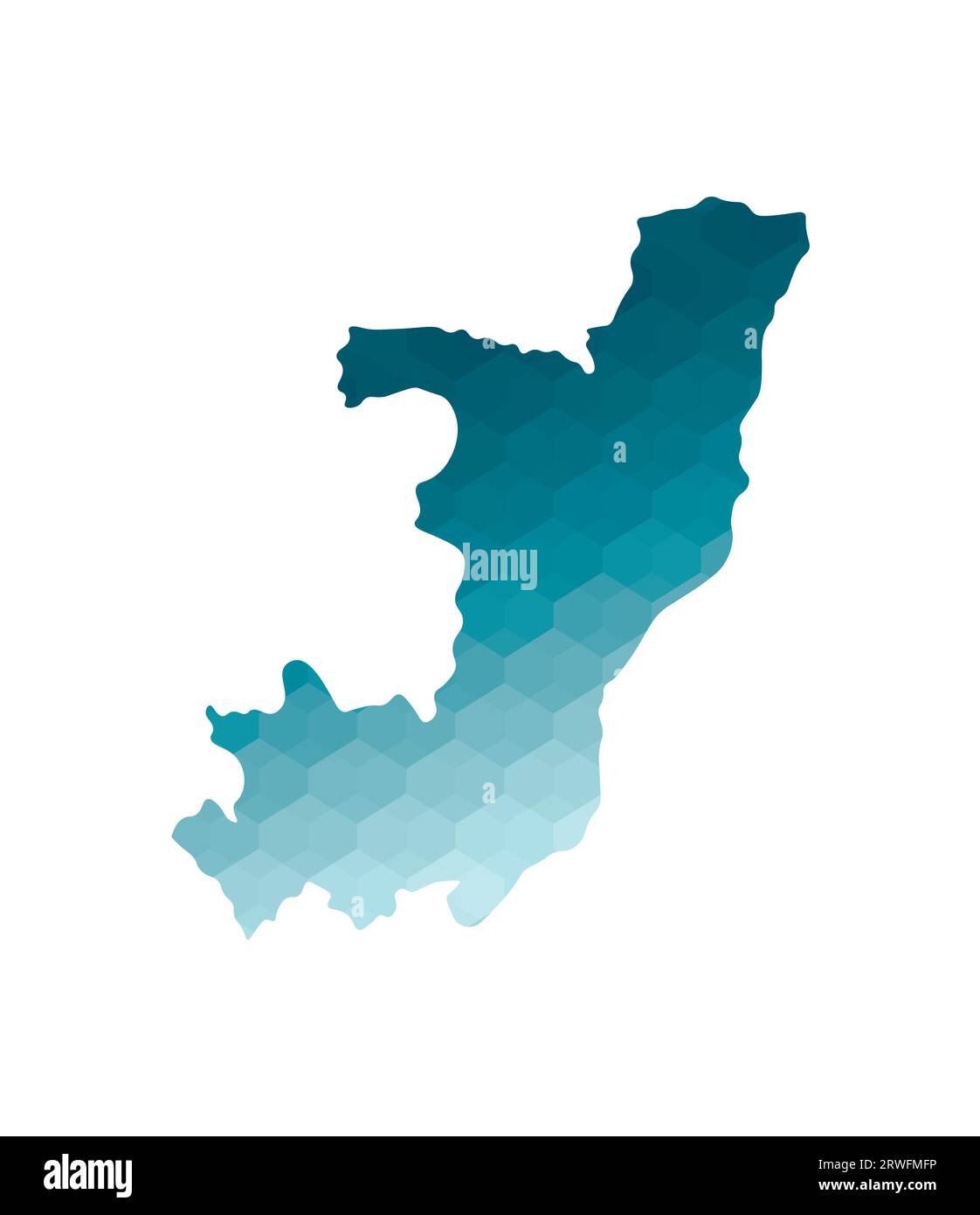 Icône d'illustration isolée vectorielle avec silhouette bleue simplifiée de la carte de la République du Congo. Style géométrique polygonal. Fond blanc. Illustration de Vecteur