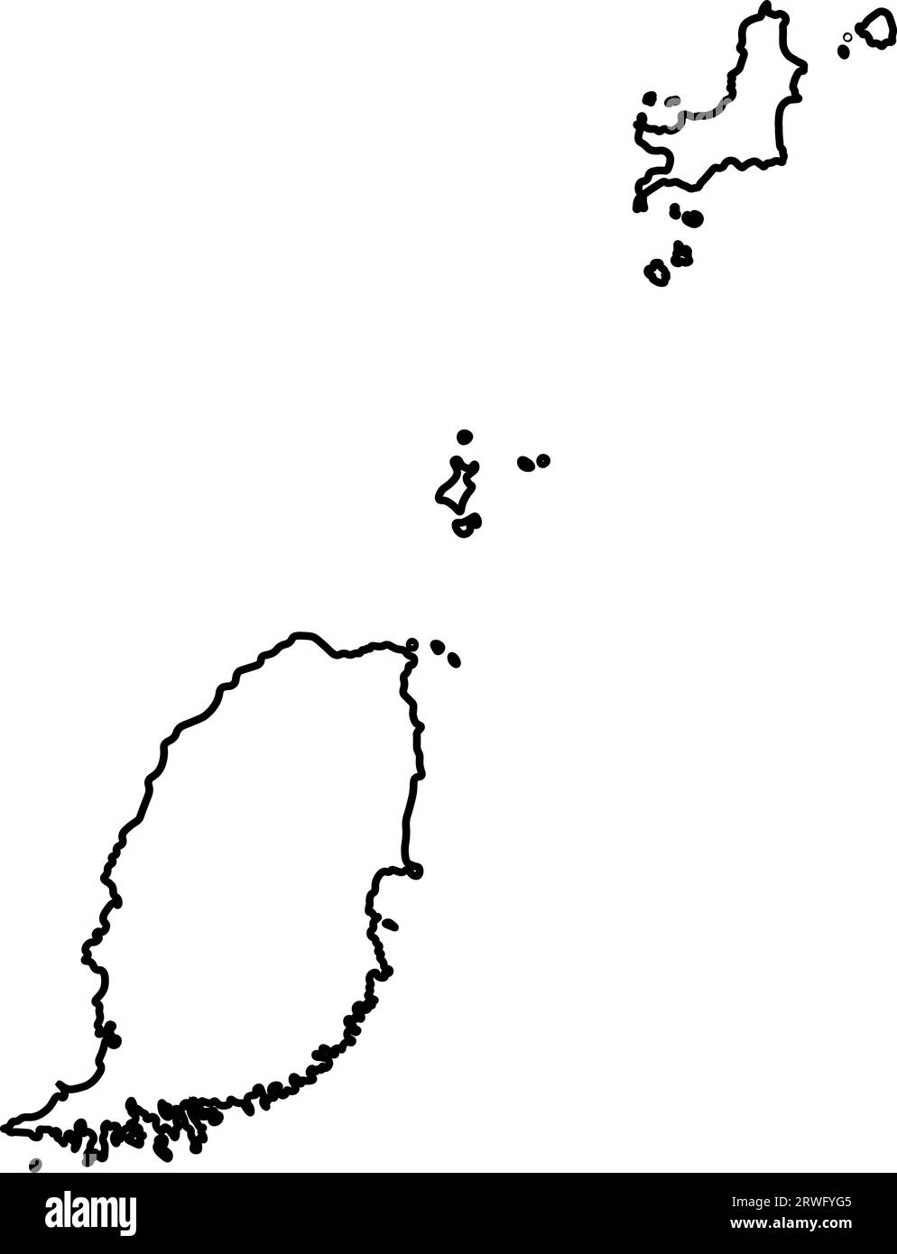 Icône d'illustration isolée vectorielle avec silhouette de ligne noire de carte simplifiée de Grenade. . Illustration de Vecteur