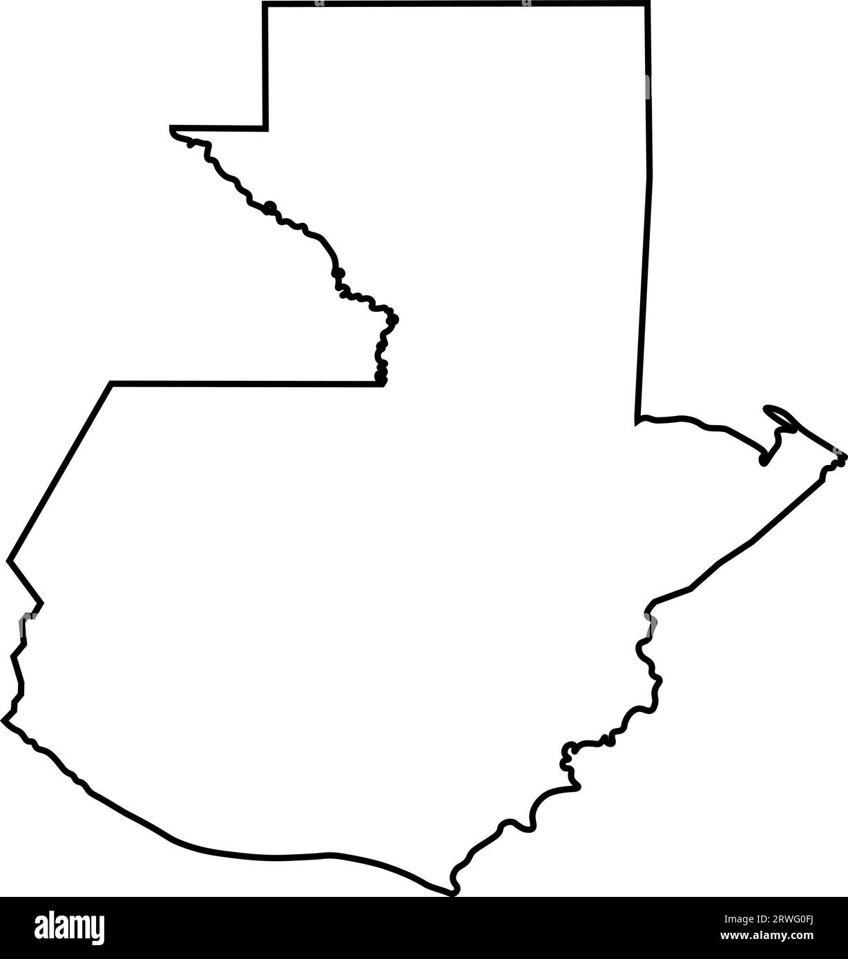 Icône d'illustration isolée vectorielle avec silhouette de ligne noire de carte simplifiée du Guatemala. Illustration de Vecteur