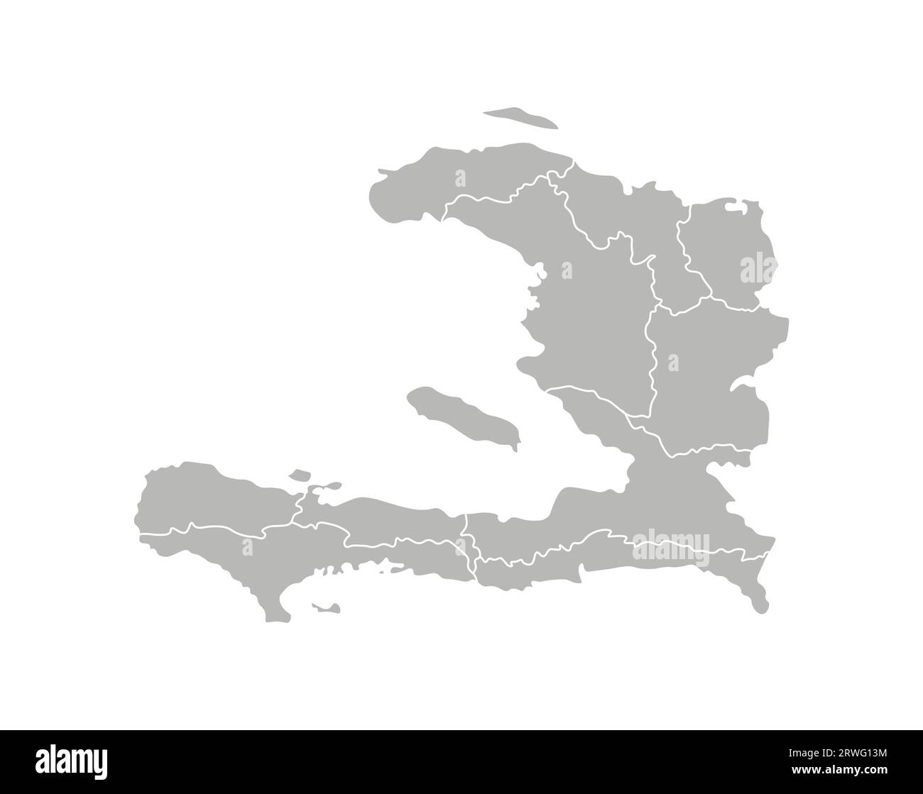 Illustration isolée vectorielle de carte administrative simplifiée d'Haïti. Frontières des départements (régions). Silhouettes grises. Contour blanc. Illustration de Vecteur