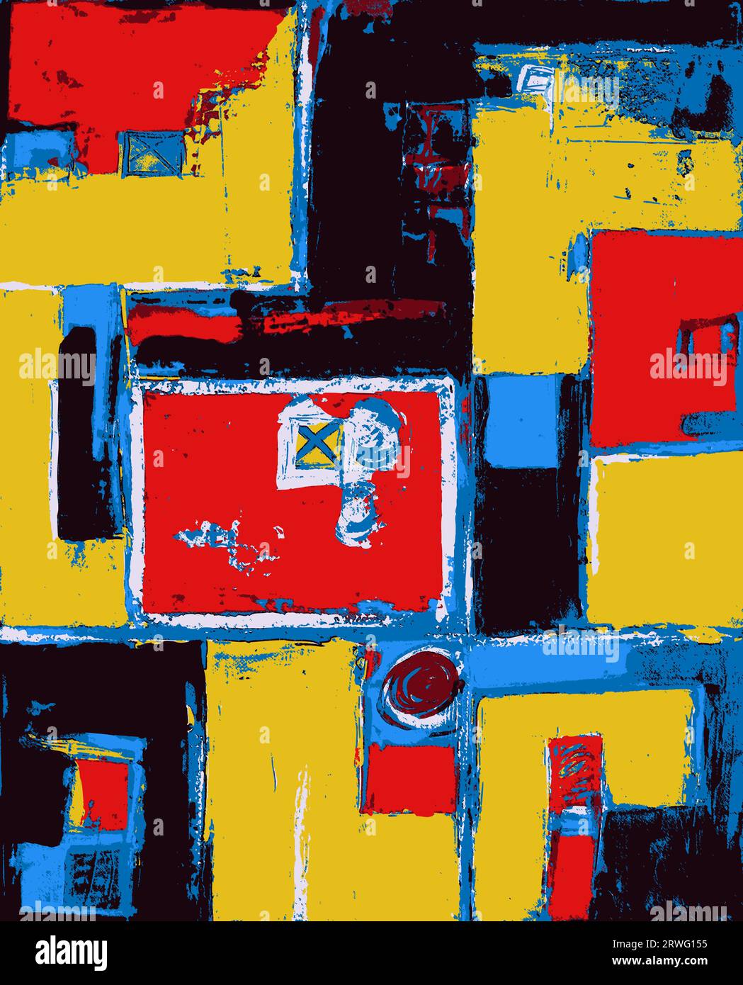 Art abstrait moderne - Illustration vectorielle de la composition colorée du carré de peinture contemporain original Illustration de Vecteur