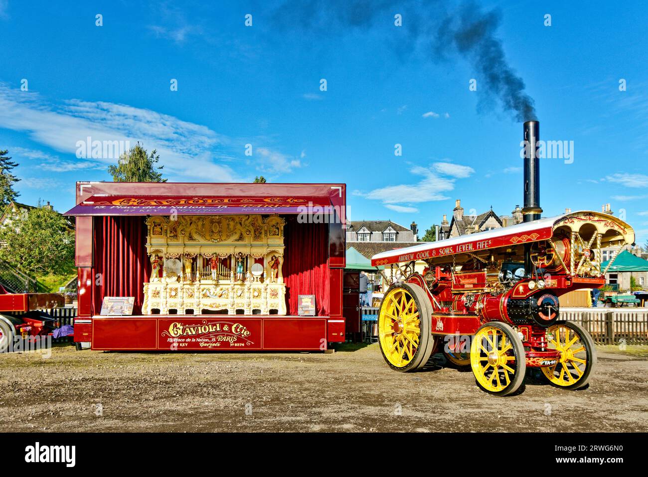 Bateau de Garten Écosse Andrew Cook moteur de traction et orgue à vapeur Gavioli & Cie fairground Banque D'Images