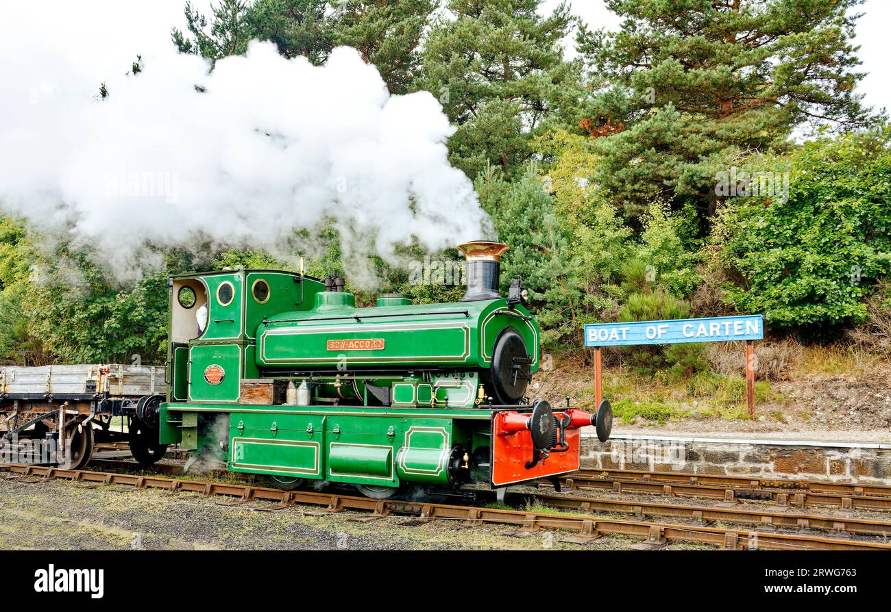 Bateau de Garten Écosse rallye vapeur le bon Accord petit moteur vert et vapeur Banque D'Images