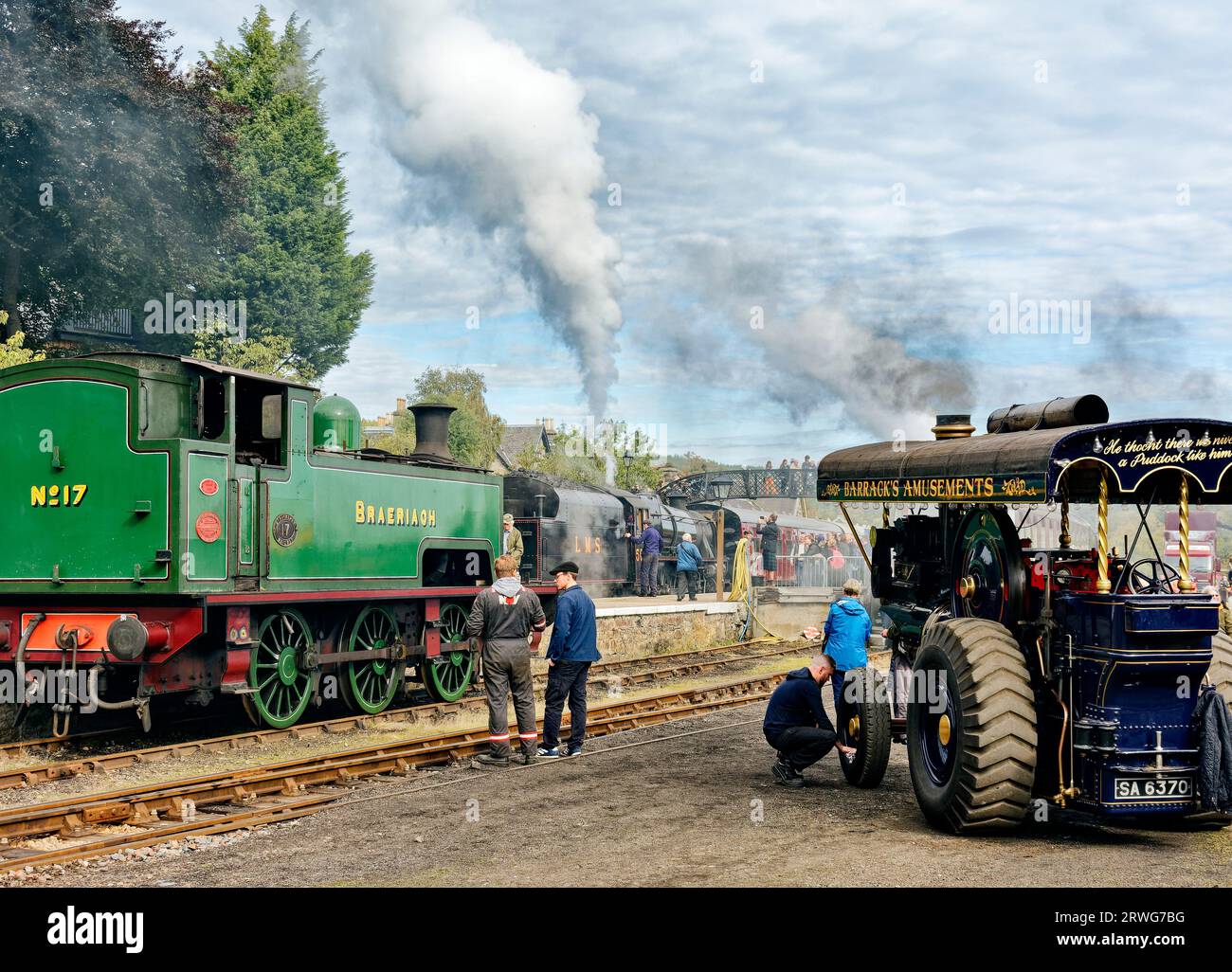 Bateau de Garten Écosse trains de rallye à vapeur moteurs de traction fumée et vapeur Banque D'Images