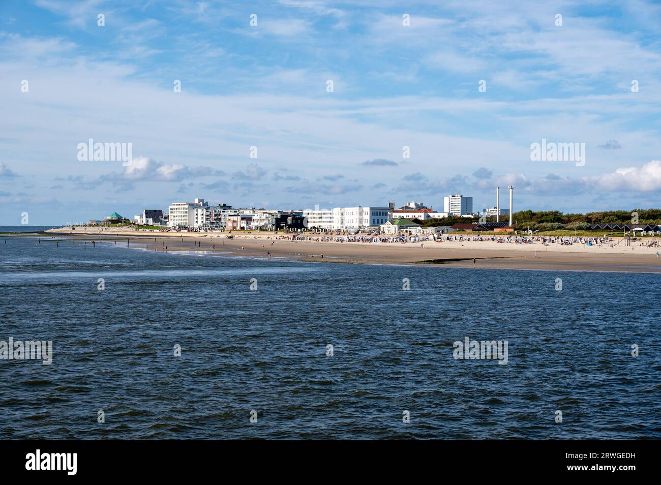 La plage ouest de l'île de la mer du Nord de Norderney Banque D'Images