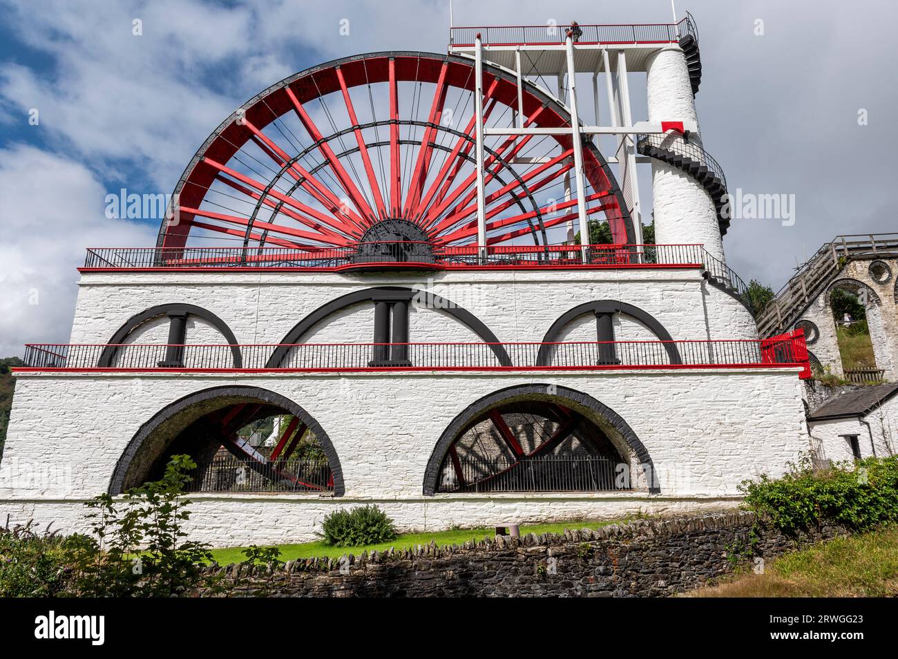 L'incroyable Laxey Water Wheel sur l'île de Man Banque D'Images