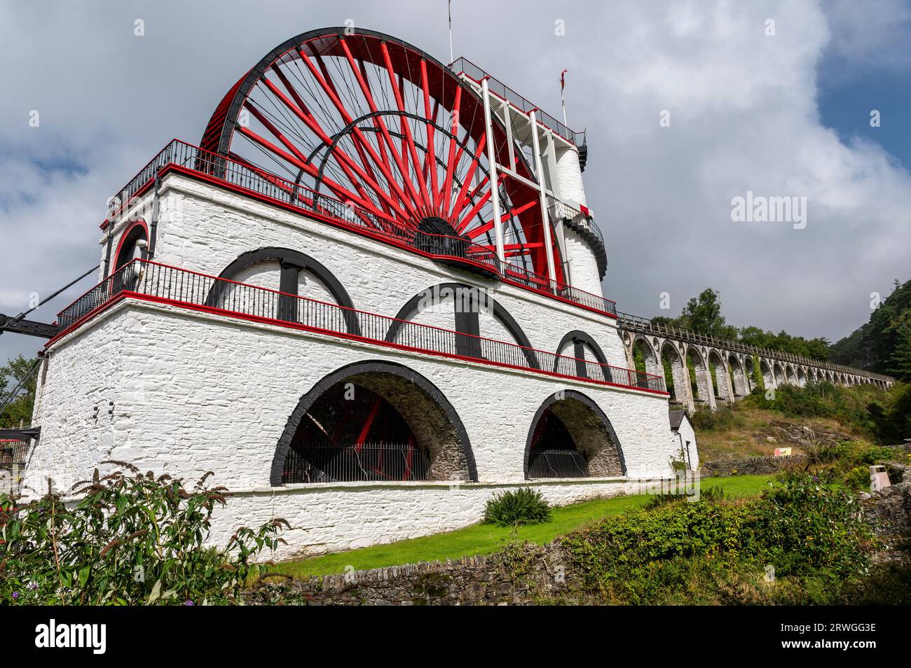 L'incroyable Laxey Water Wheel sur l'île de Man Banque D'Images